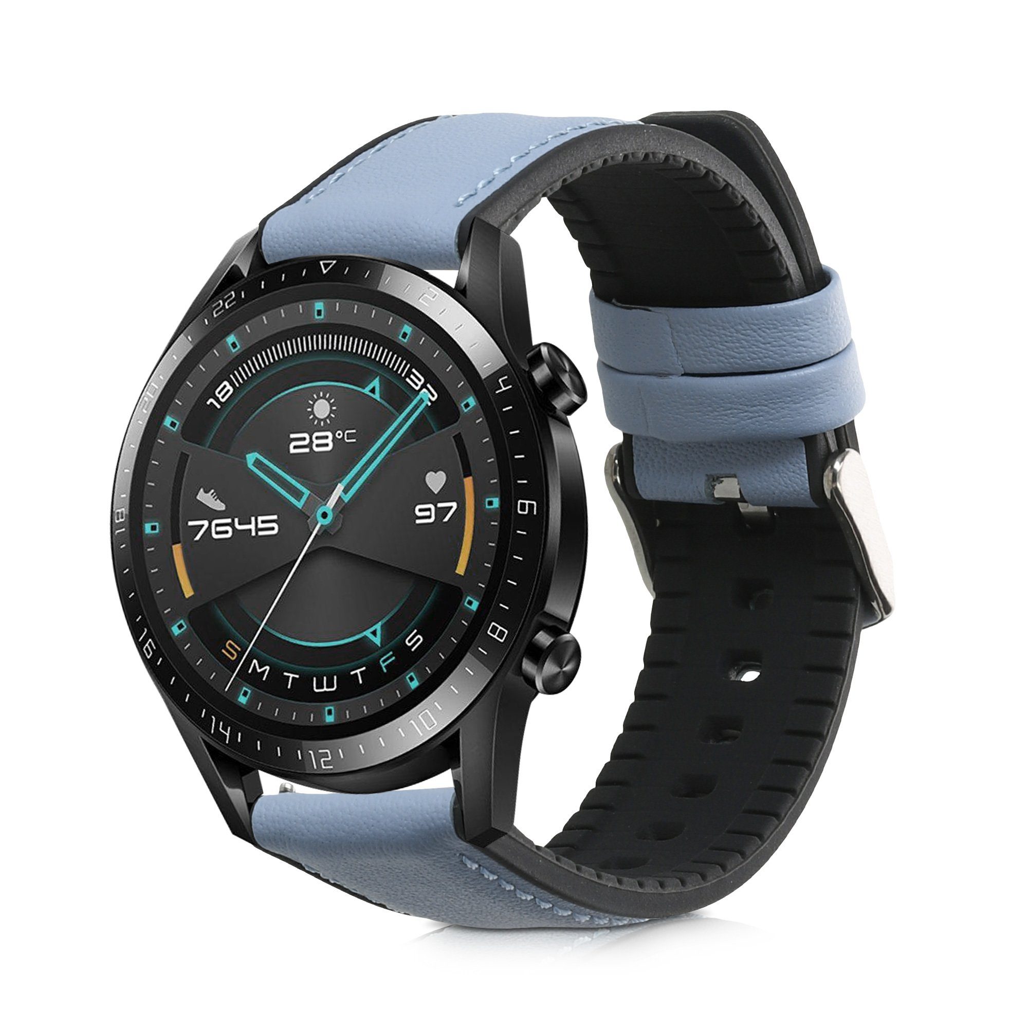kwmobile Uhrenarmband, Sportarmband für Huawei Watch GT/GT2 (46mm) - Leder  Fitnesstracker Ersatzarmband Uhrenverschluss