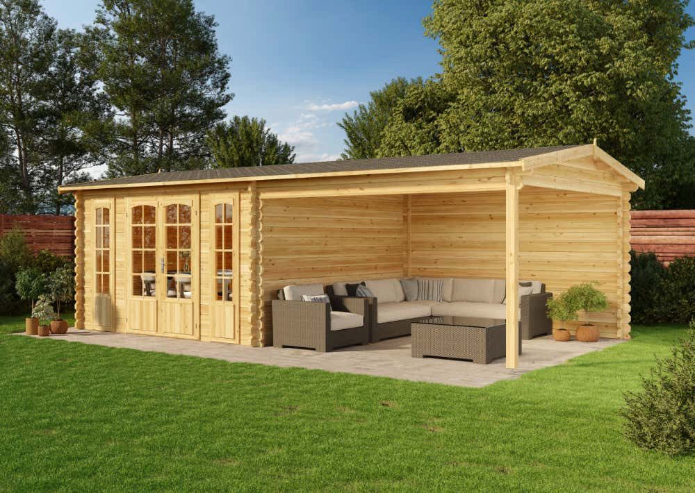 Thumbnail - Alpholz Gartenhaus Holz Freiburg-44 ISO, BxT: 755x399 cm, in Imprägniert (Pinie) mit 44mm Wandstärke