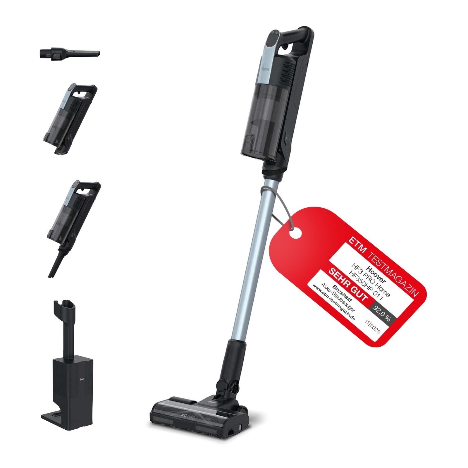 Hoover Akku-Stielstaubsauger HF350HP 011, 400 W, beutellos, PARK&GO Funktion, ANTI-TWIST-Technologie, 3 Modi