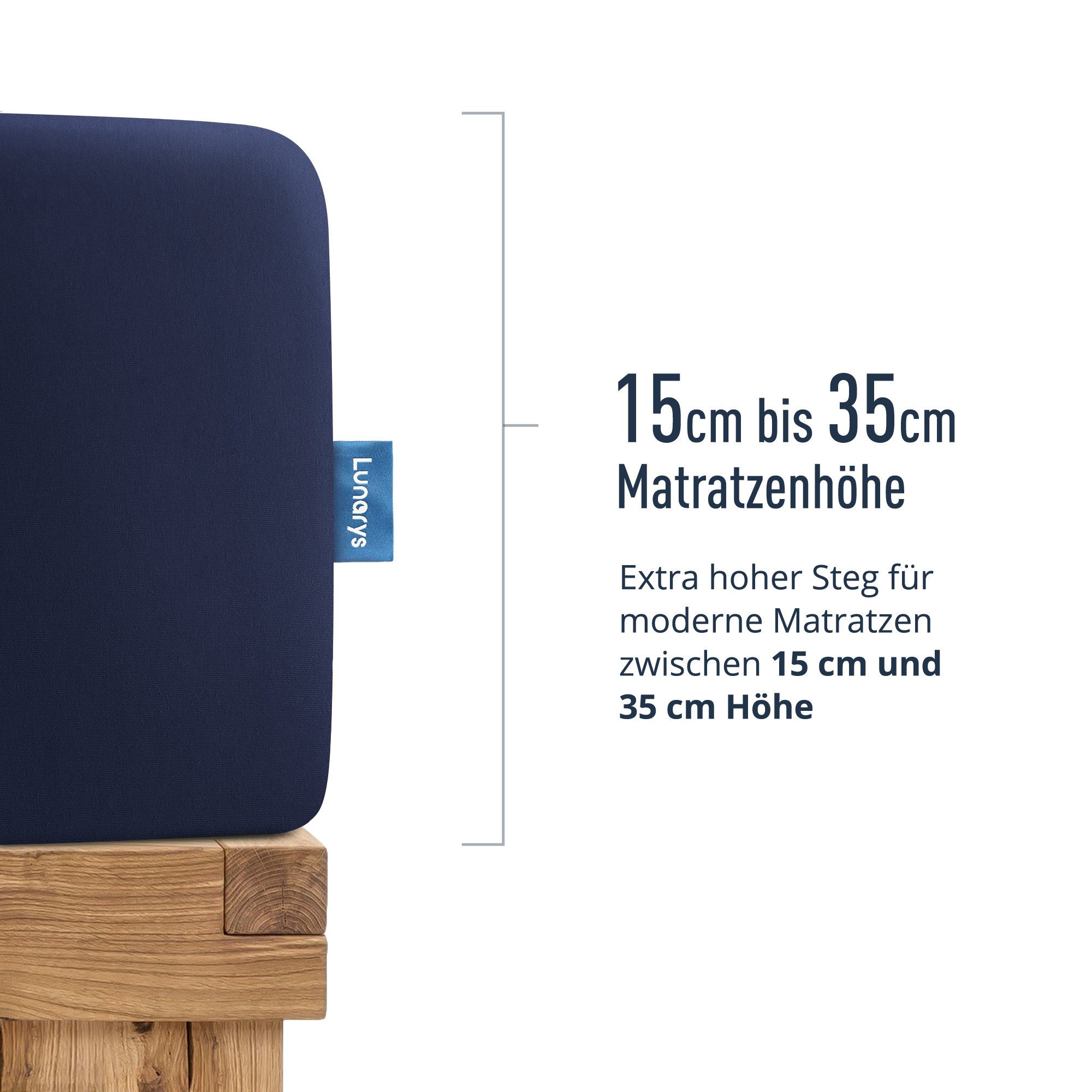 Lunarys Spannbettlaken SleepRoyal, Jersey-Elasthan, Gummizug: rundum, (1 Stück), 90x200 cm, 250 g/m², extrem hochwertig, für Wasserbett – Bild 3 von 5