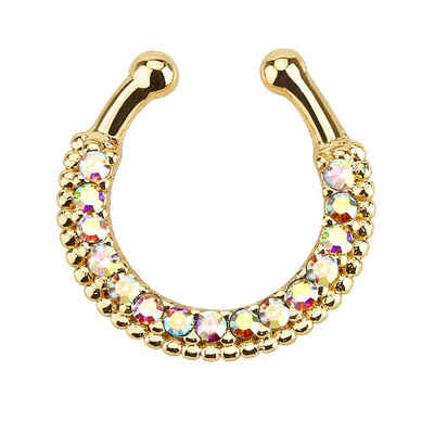 Taffstyle Nasenpiercing Piercing Septum Clicker Ring Strass Kristall, Fake Nase Lippe Ohr Helix Tragus Schild Clicker Ring Strass Kristall