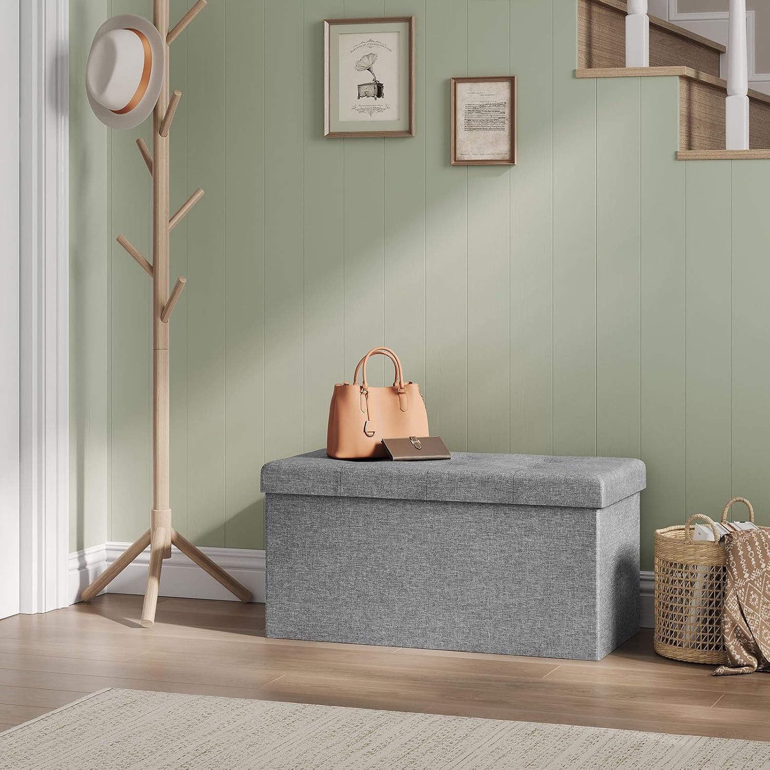 Woltu Sitzhocker (1 St), mit Stauraum Gepolsterte Sitzfläche aus Leinen, fa günstig online kaufen