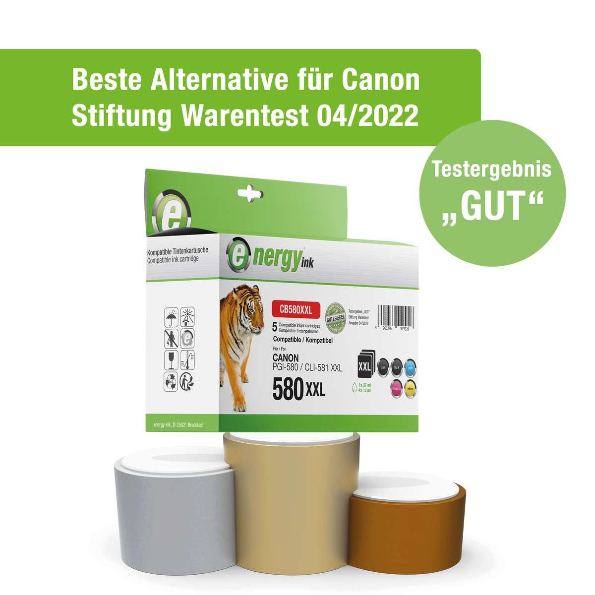 Energy-ink Multipack CB580XXL ersetzt Canon PGI-580 XXL / CLI-581 XXL Tintenpatrone (kompatibel, mehrfarbig)