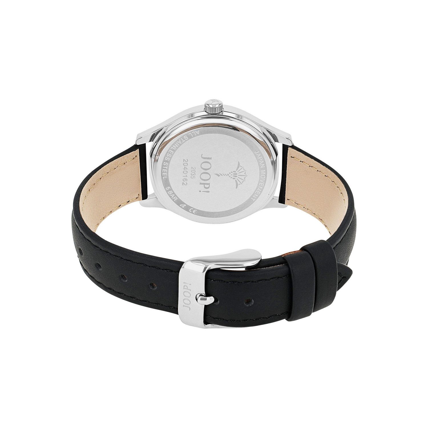 JOOP! Quarzuhr 2040162, Armbanduhr, Damenuhr, Lederarmband, analog, Kristallsteine