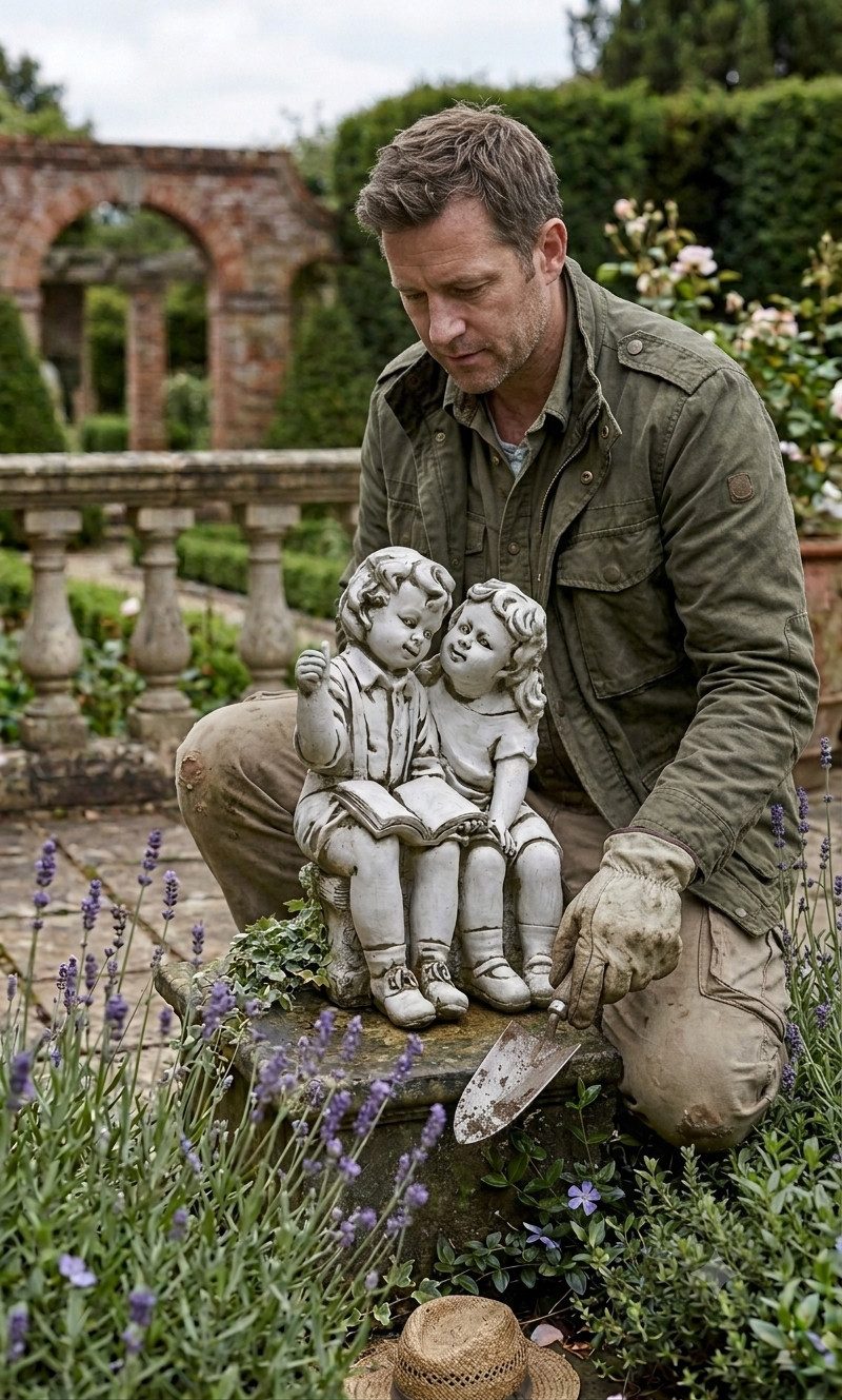 Xlmoebel Dekofigur Deko-Skulptur Kinder lesend wetterfest Garten Dekoration Stein Sofort (Einzelteil, 1 St), Hergestellt in Europa