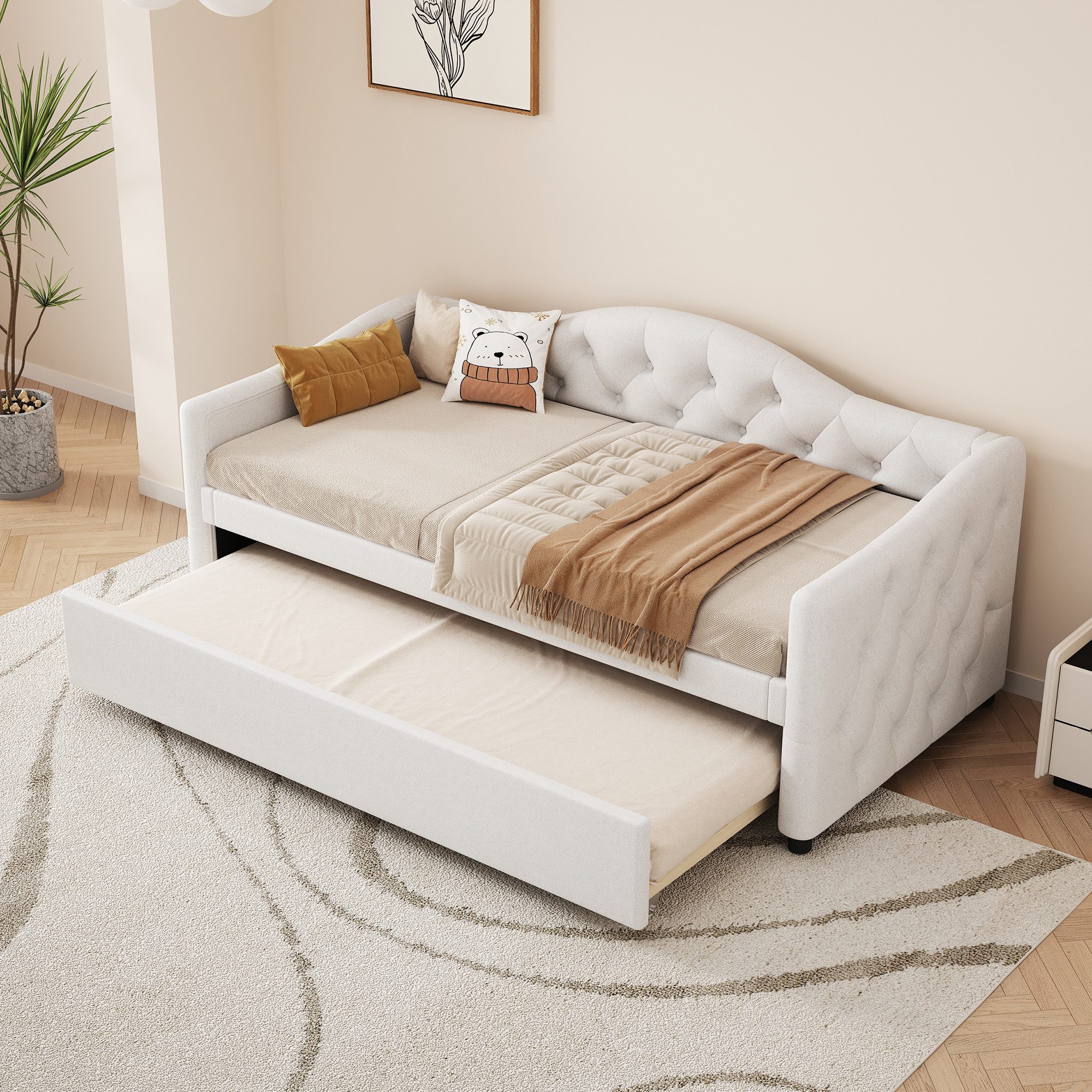 Flieks Daybett, Tagesbett Schlafsofa Kinderbett 90x200cm mit Ausziehbett 90 günstig online kaufen