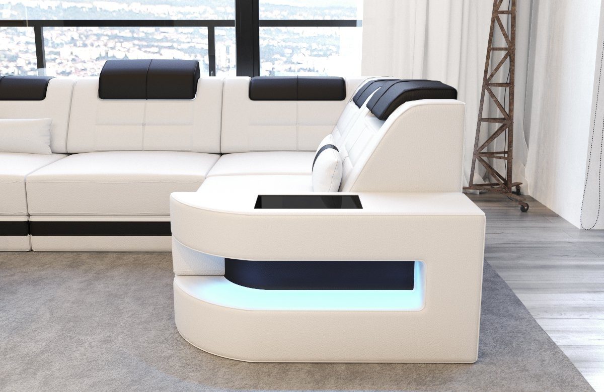 Sofa Form Designersofa mit Bettfunktion Como wahlweise Ledercouch Sofa Ecksofa mit Couch, als Dreams LED, L Leder Schlafsofa, Ledersofa,