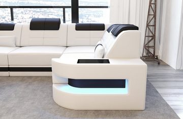 Sofa Dreams Ecksofa Ledercouch Sofa Leder Como L Form Ledersofa, Couch, mit LED, wahlweise mit Bettfunktion als Schlafsofa, Designersofa