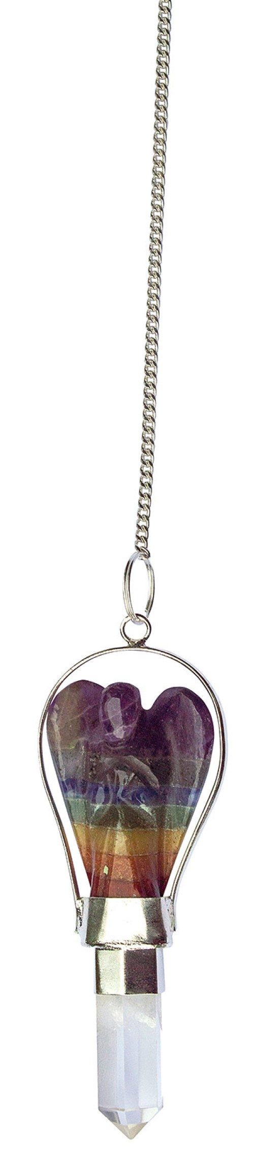 Saraswati Kette und Anhänger Set Pendel Engel Bergkristall (2x2,5cm) und BK Kegelspitze (ca.1x1,5cm) 2