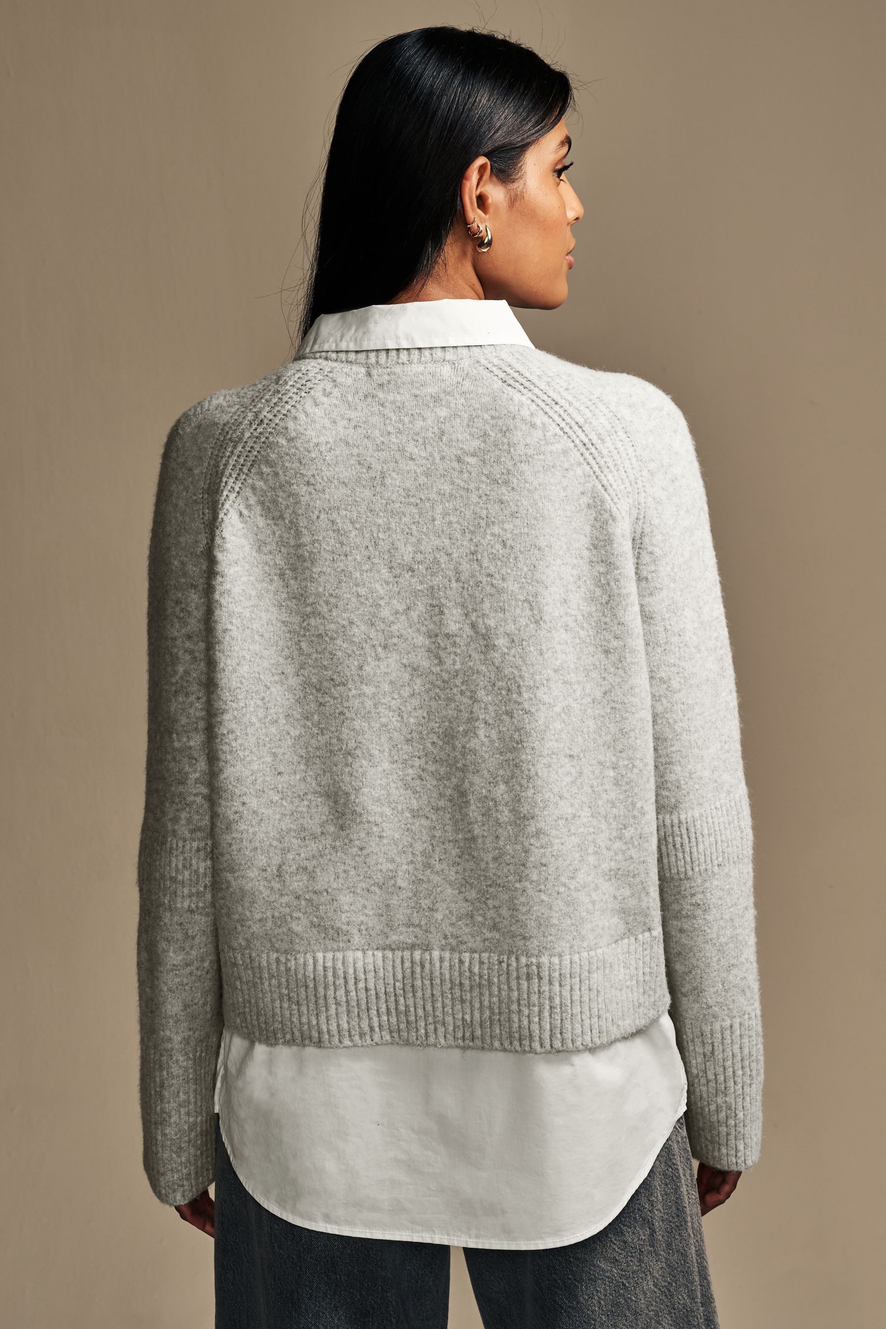 Next Strickpullover Mehrlagiger Pullover mit Kragen günstig online kaufen