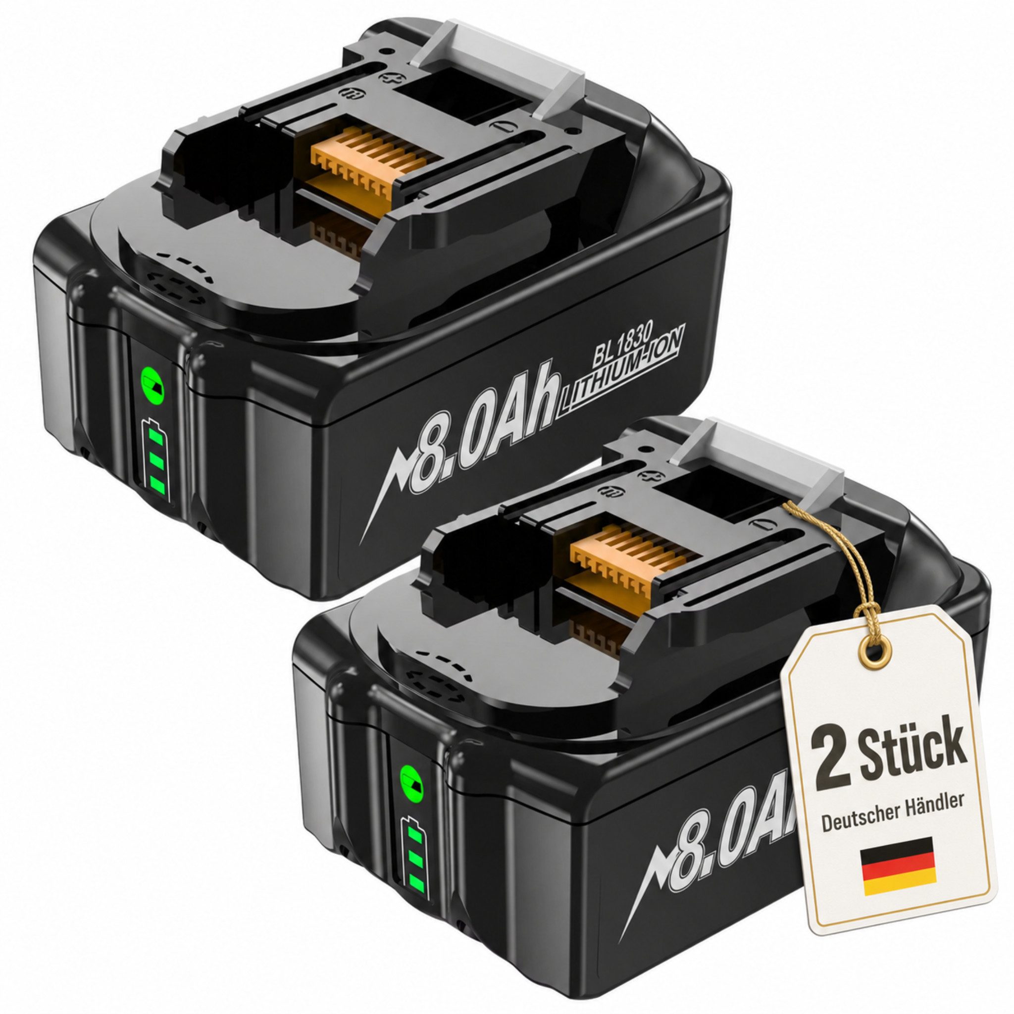 HS.SUPPLY Ersatzakku 18V 8000mAh kompatibel mit Makita BL1830 BL1840 BL1860 Akkupacks 18V 8Ah Li-Ion Ersatzakku Li-Ion 8000 mAh (18 V), Kein Memory-Effekt, wiederaufladbar