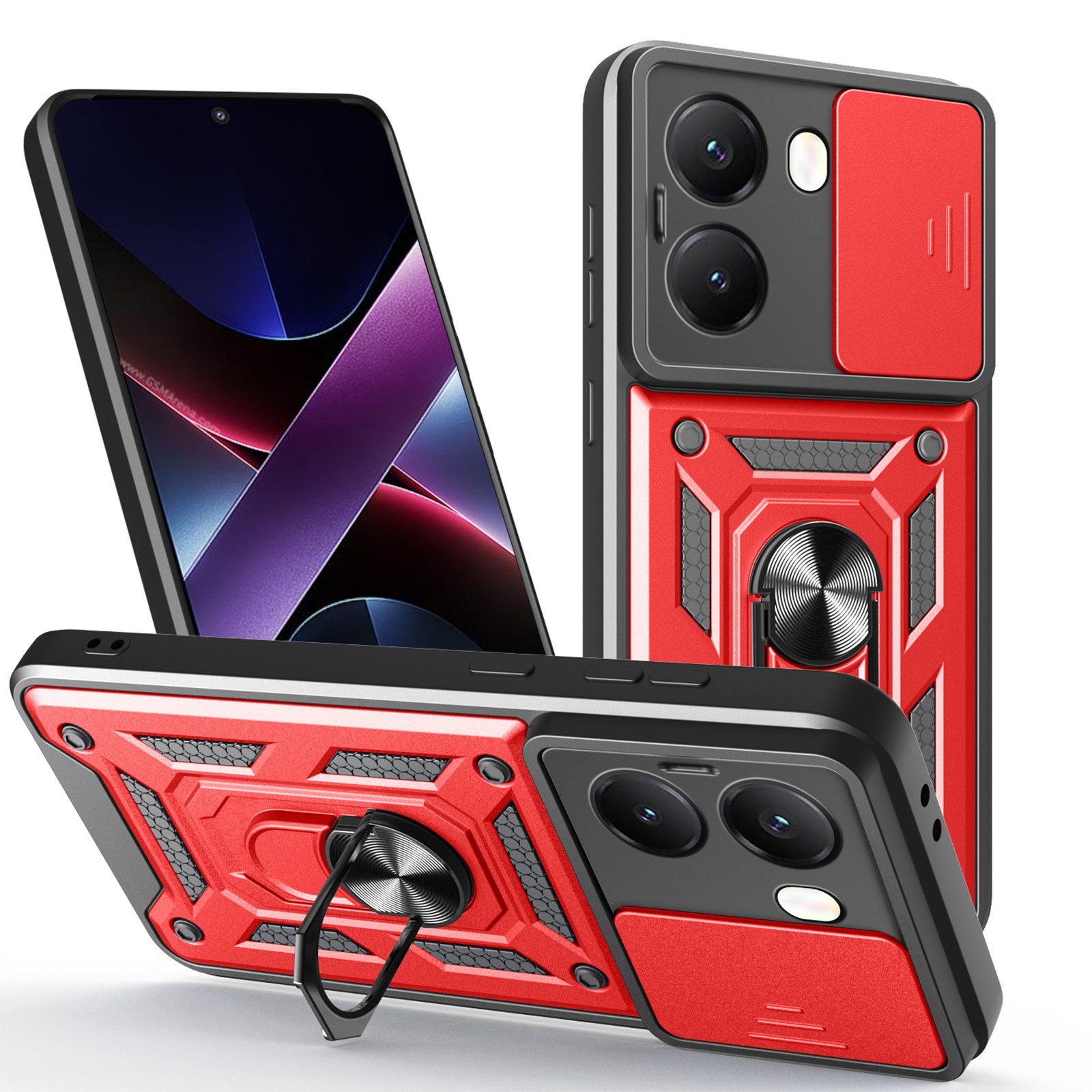 betterfon Handyhülle Panzer Hülle für Poco X7 Pro 5G Outdoor Case mit Kameraschutz, Outdoorhülle mit Ringhalter Smartstand und Silikonkern