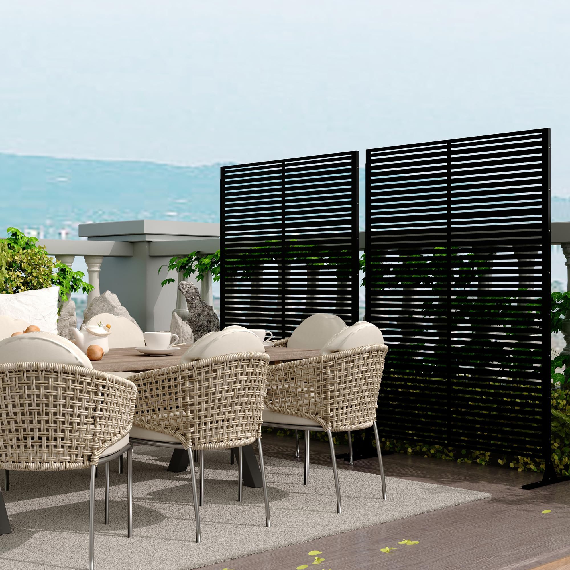 GarveeMore Paravent Metall Privatsphäre Bildschirm Outdoor Dekorative Privatsphäre Zaun – Bild 3 von 5