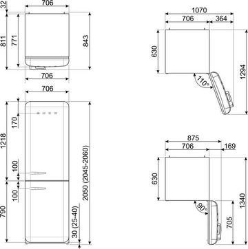 Smeg Kühl-/Gefrierkombination FAB38RPB5, 205 cm hoch, 70,6 cm breit