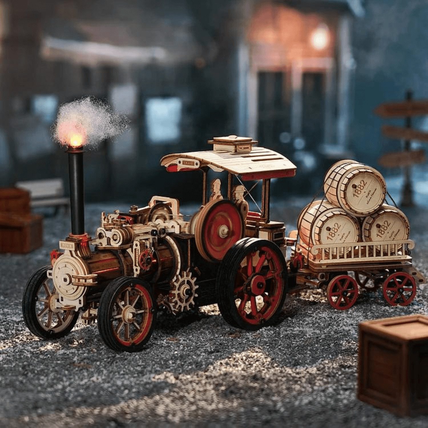 Puzzle Robotime Dampfmaschine Steam Engine ROKR Mechanisches Holzpuzzle