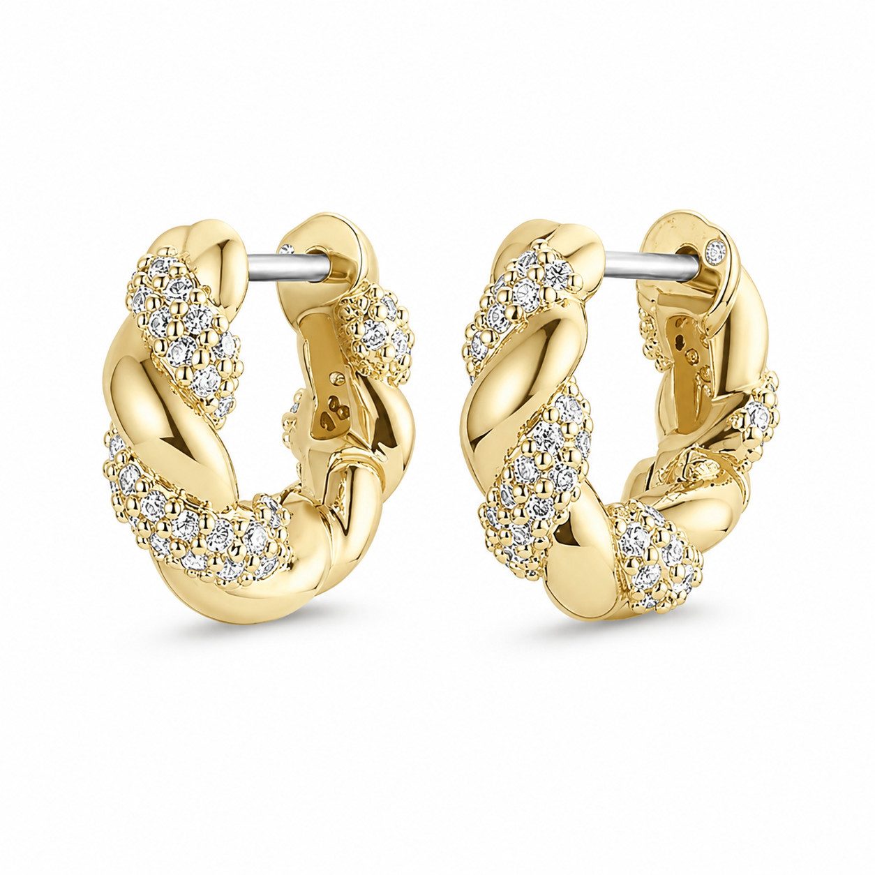 Paar Creolen Moissanit Statement Damen Creolen Ohrringe Gold