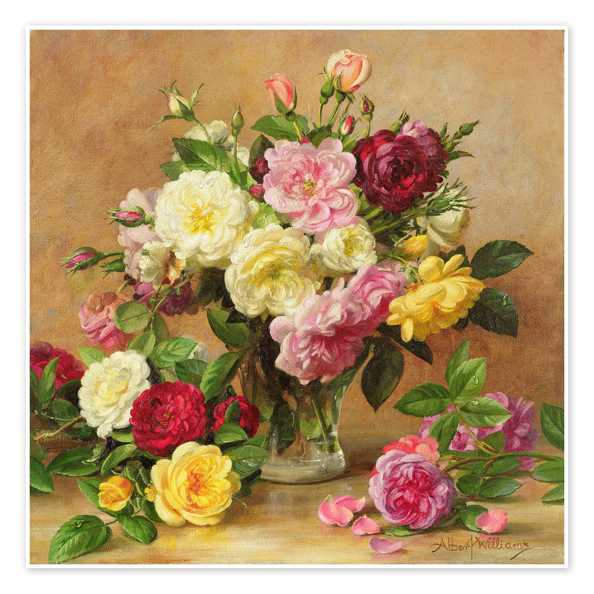 Posterlounge Wandbild Altmodische viktorianische Rosen, Albert Williams, erhältlich als Poster, Leinwandbild, Wandsticker oder Acrylglasbild
