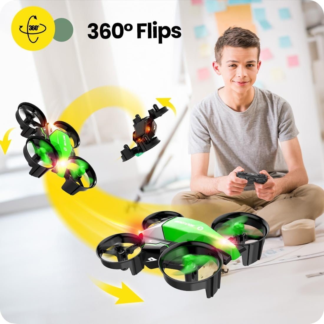 LED-Licht STONE 3D-Flip) Mini Drohne Quadrocopter Kinder (HD, Flugmodus RC Renn Drohne HOLY