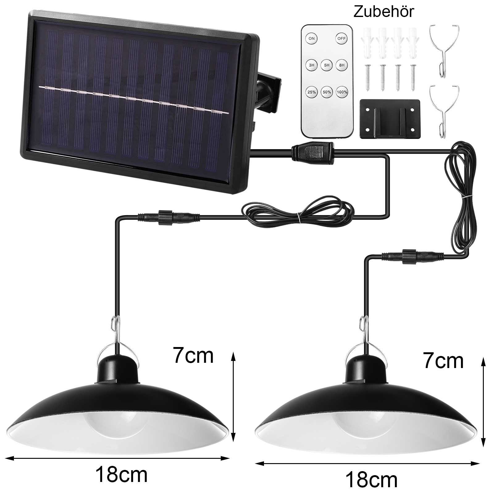 Sunicol LED mit IP65 Solarleuchte Warmes Fernbedienung, Lampe, Weiß, und LEDs, panel dimmbar 1 Weiß, LED energiesparend, Solarleuchte, Wasserdicht Solar 2