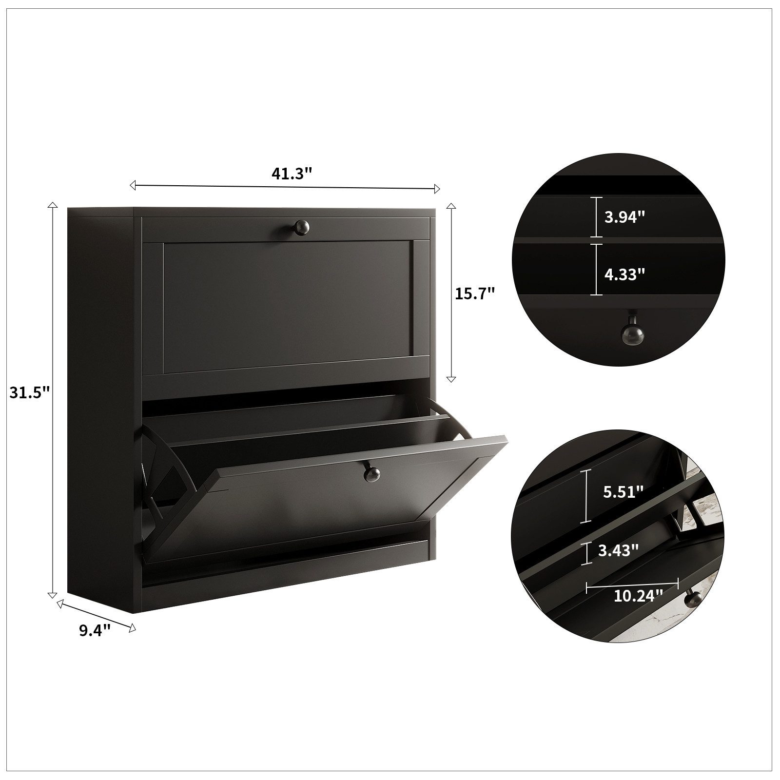 VOWNER Schuhschrank mit 2 Klappen, Schuhregal Schmal, 80 x 24 x 80 cm günstig online kaufen