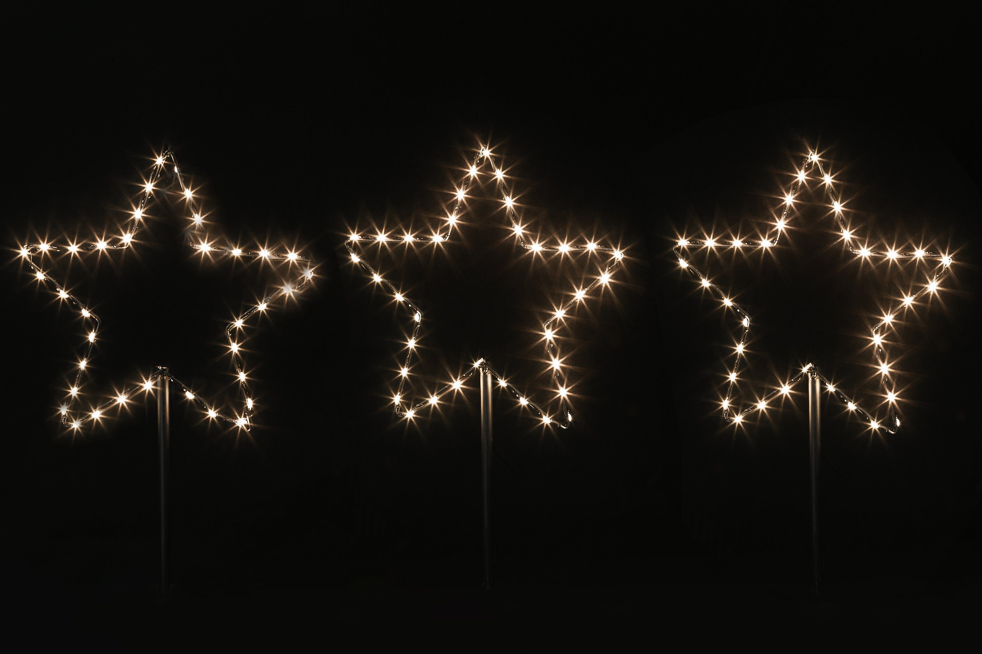 Dehner Lichterkette LED Sterne 3tlg. zum Stecken, 108 LED, Metall