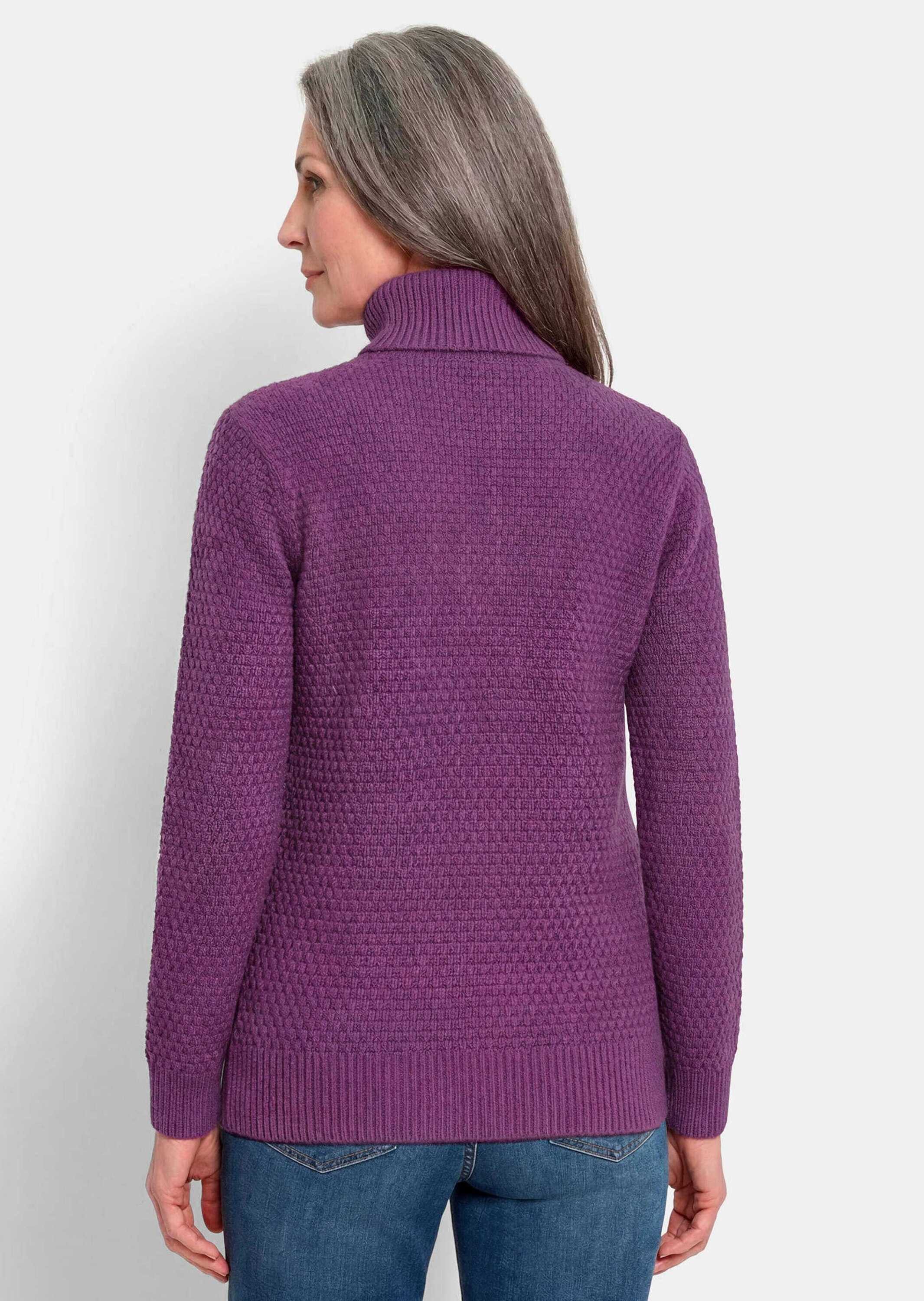 GOLDNER Rollkragenpullover Rollkragenpullover in Reiskornoptik Warmer Strickpullover mit Merinowolle und Rippenbündchen