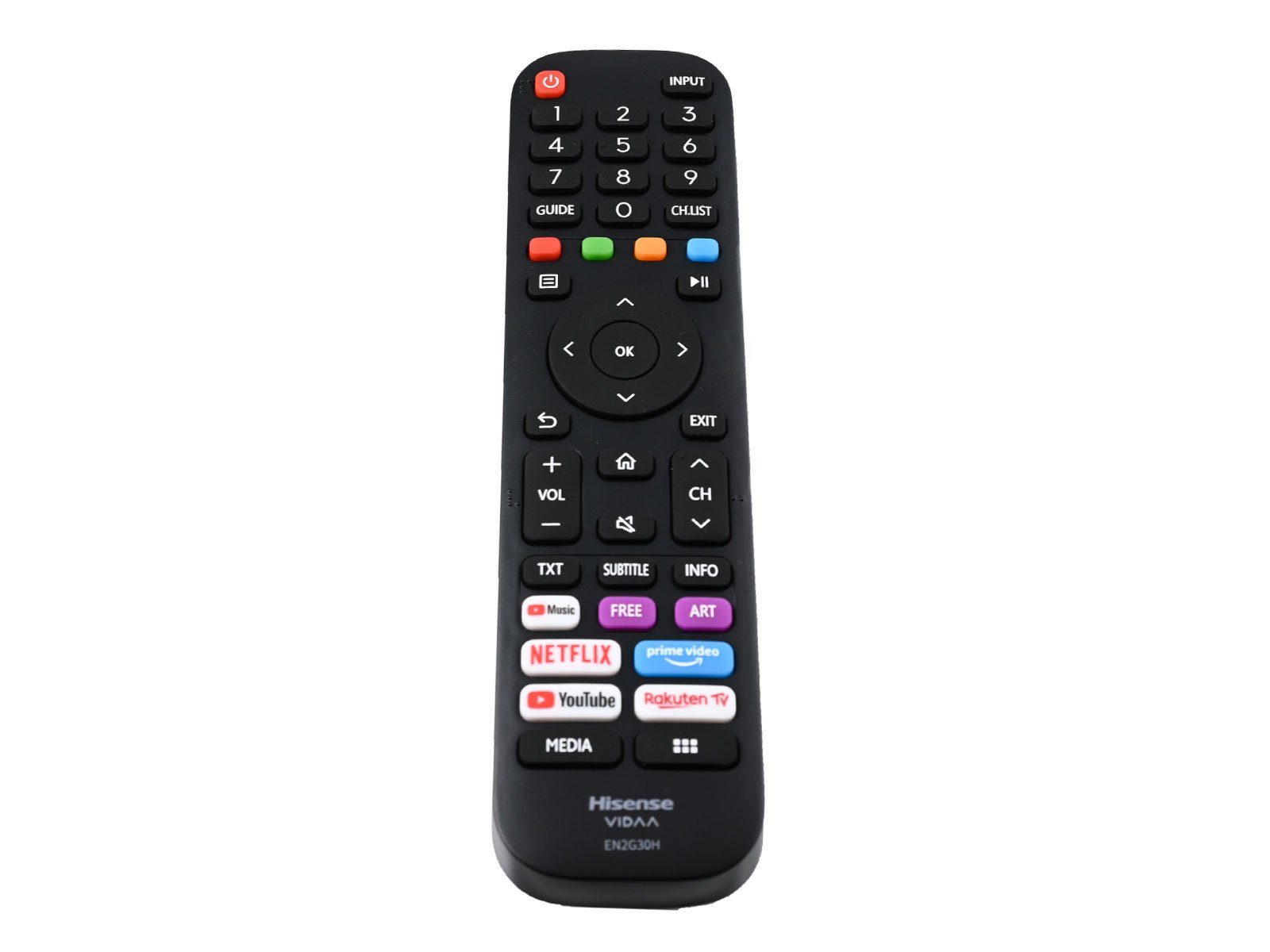 Hisense EN2G30H, T269780, HT269780, VIDAA, SUB EN2A30, HT2 Universal-Smart-TV-Fernbedienung (Schnelltasten für Netflix, Amazon Prime, YouTube & Rakuten TV)