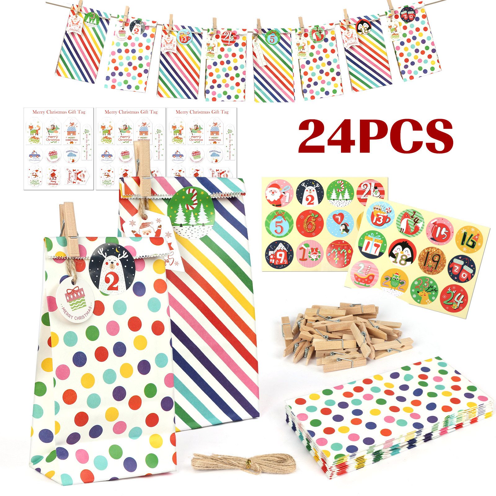 OSTWOLKE DIY-Adventskalender DIY-Adventskalender zum Befüllen Weihnachten Süßigkeiten Tasche (24-tlg)