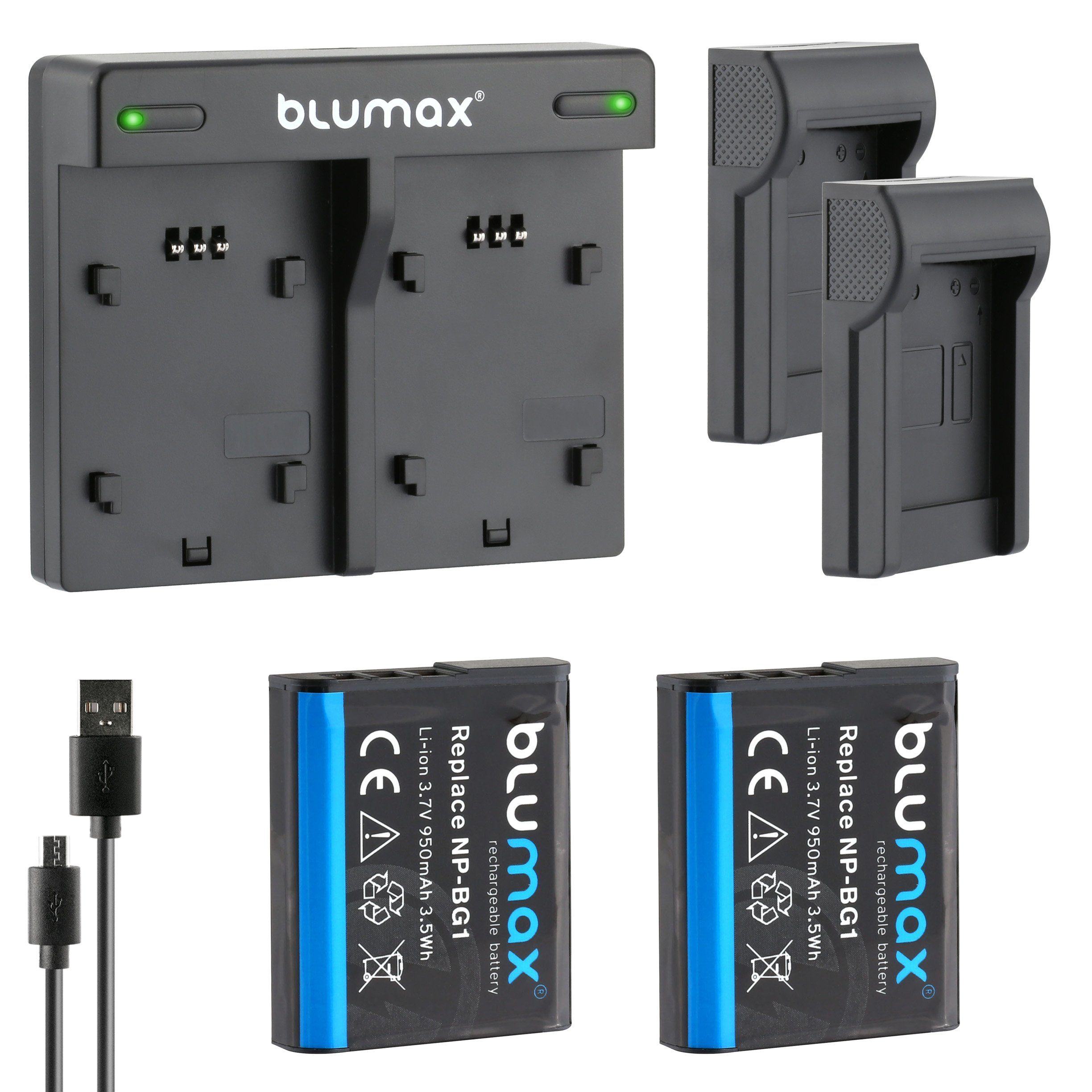 Blumax Set mit Lader für Sony NP-BG1 Cyber-shot 950 mAh Kamera-Akku