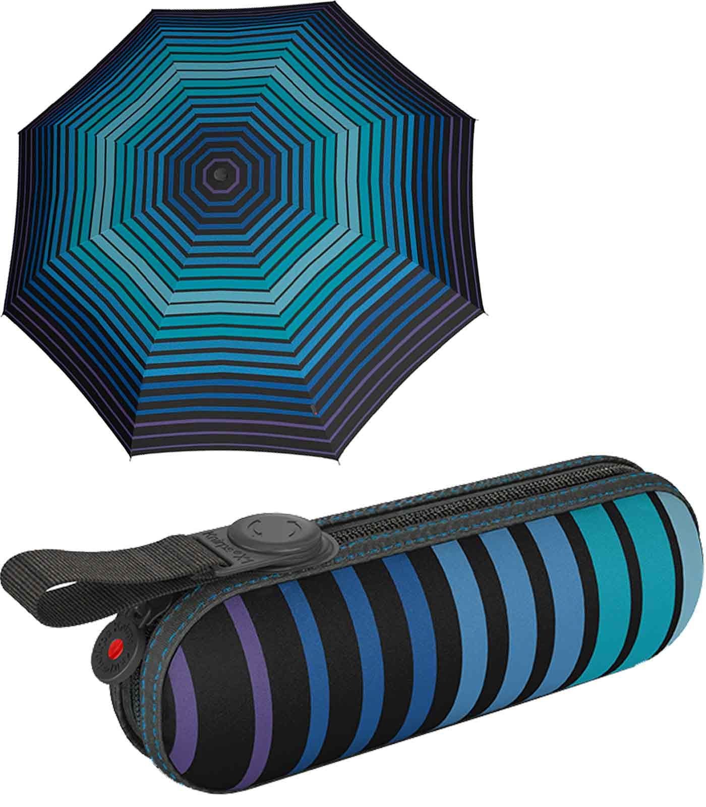 Taschenregenschirm - im kompakte der Knirps® leichte, Super gestreift, Mini Hard-Case X1 Begleiter kleine,
