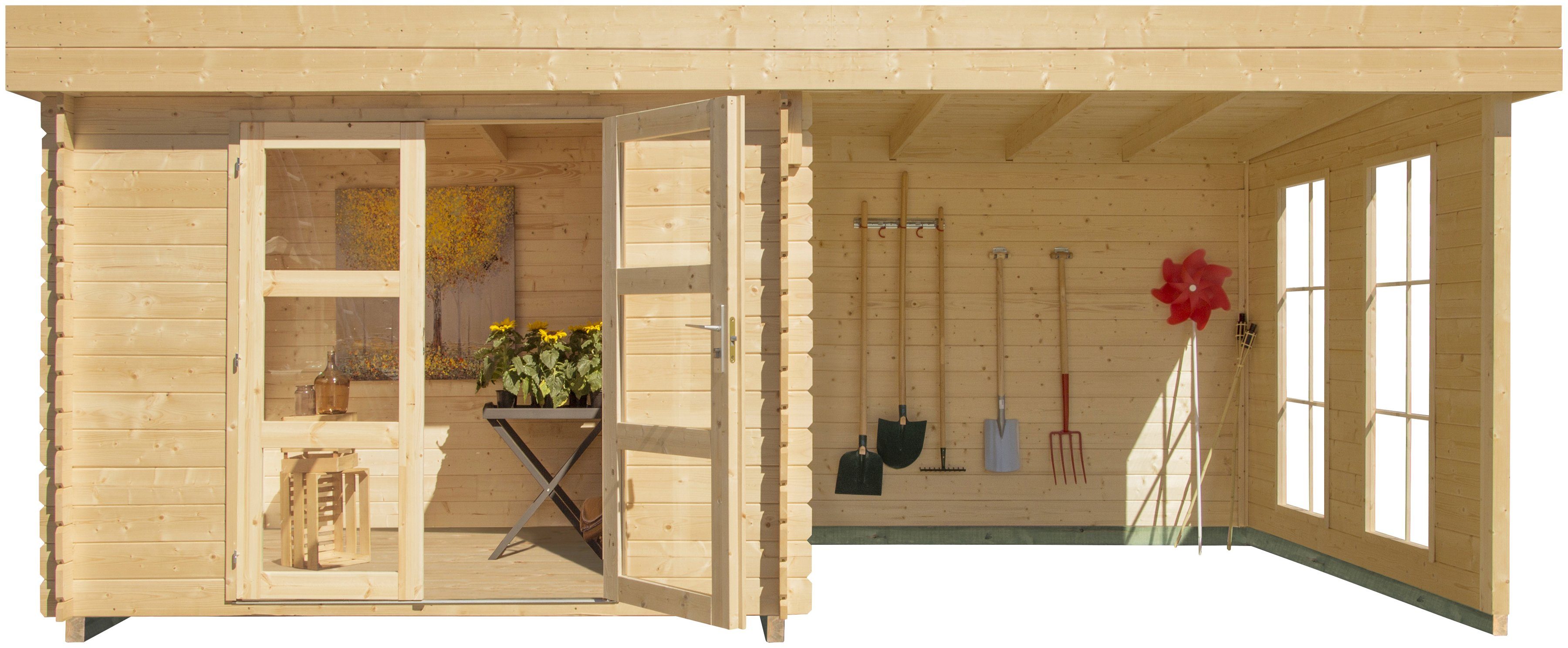 Kiehn-Holz Gartenhaus Acrux 2, BxT: 430x233 cm, (Set, Acrux 2), inkl. Fussboden im Haus