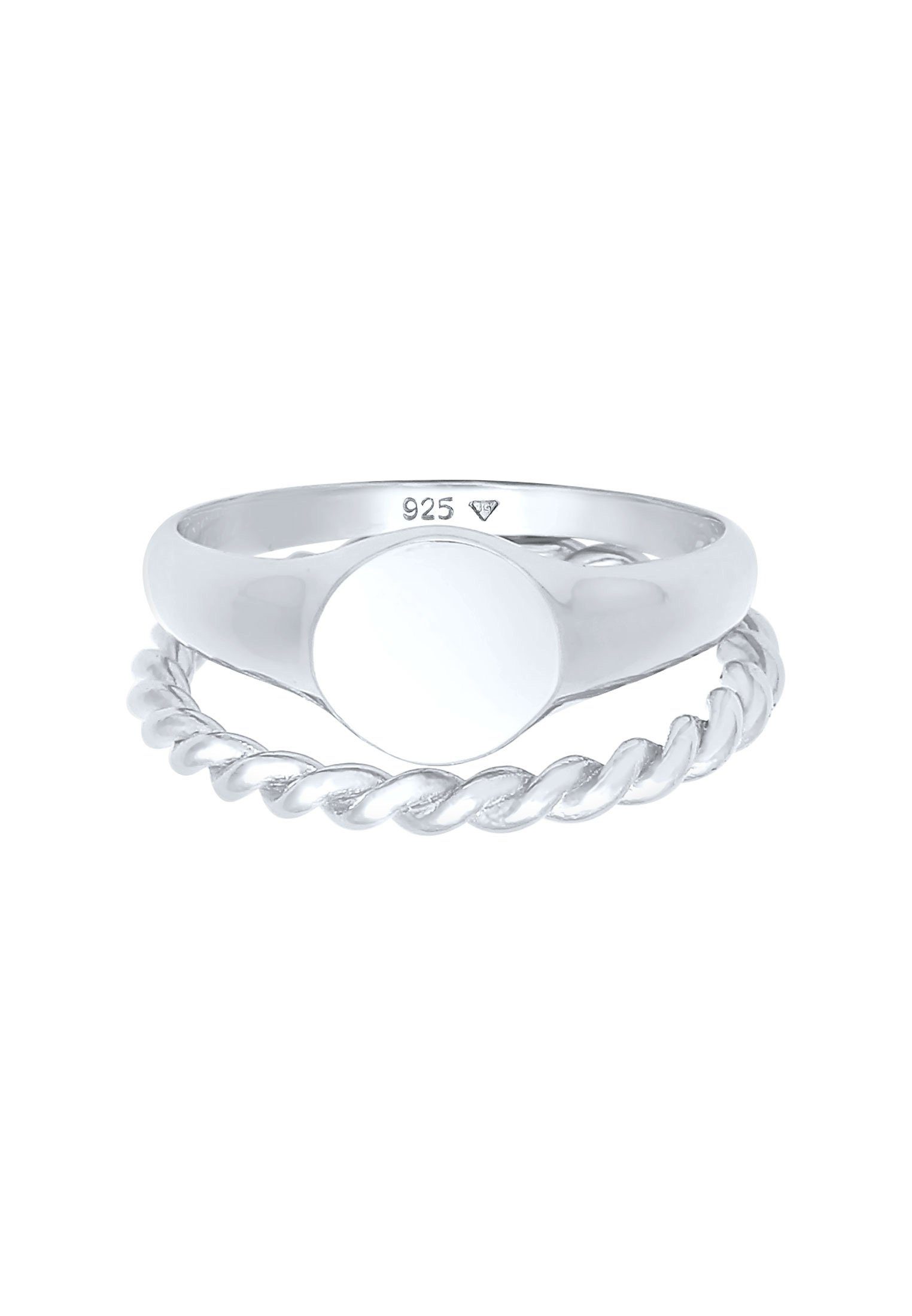 Elli Ring-Set Siegelring Basic Bandring Twist 2er Set 925 Silber günstig online kaufen