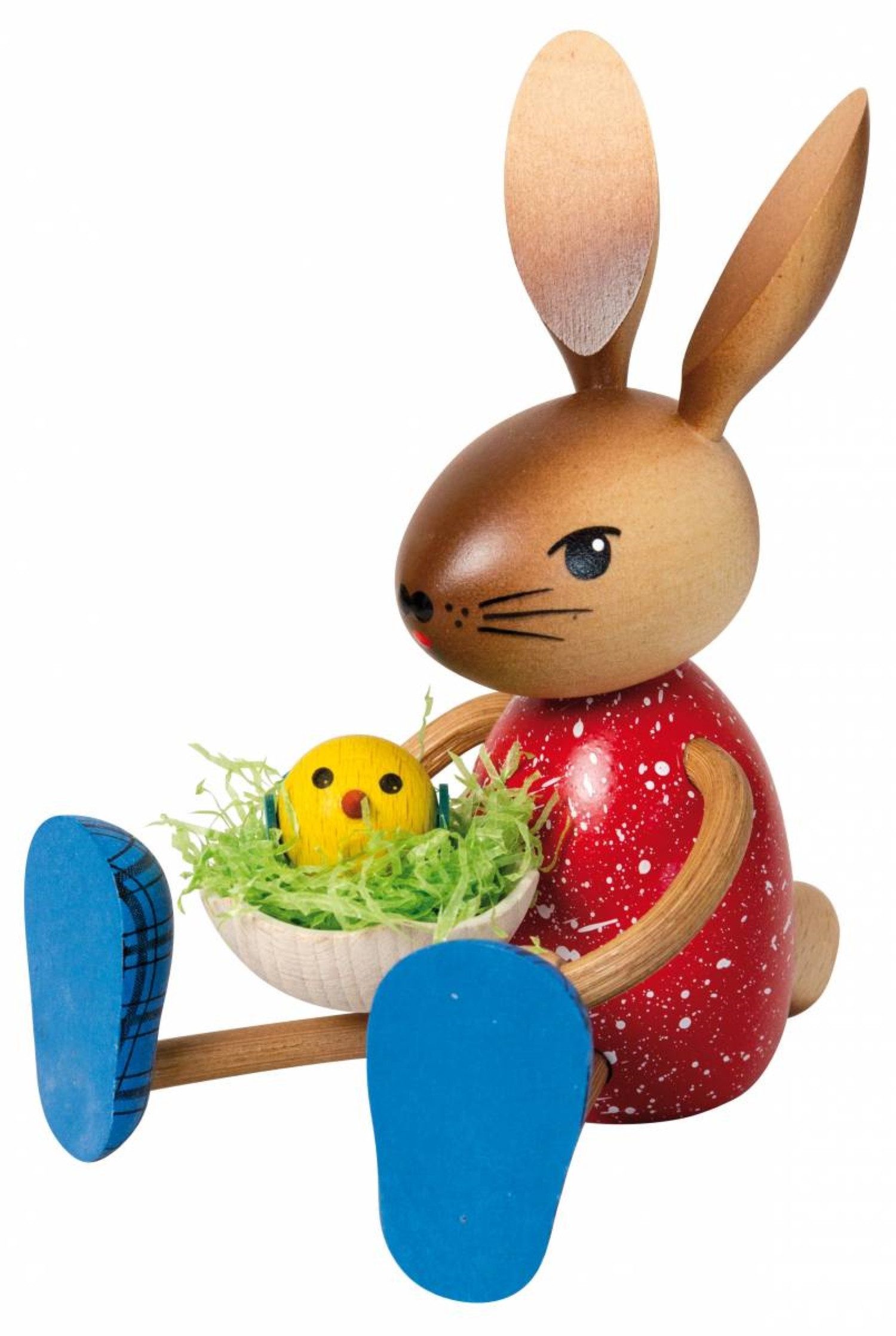 Kuhnert Osterhase Kuhnert Osterhase mit langen Beinen, Hasenmädchen mit Kücken, Erzgebirgische Holzkunst