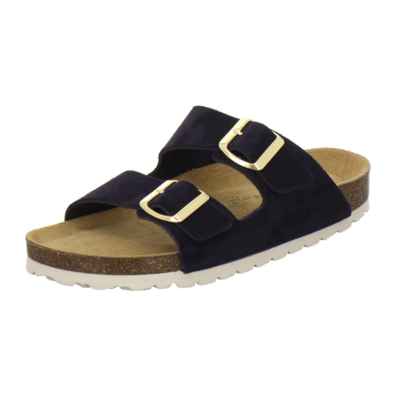 AFS-Schuhe Damen Zweischnaller Pantolette aus Veloursleder mit Fußbett, Made in Germany
