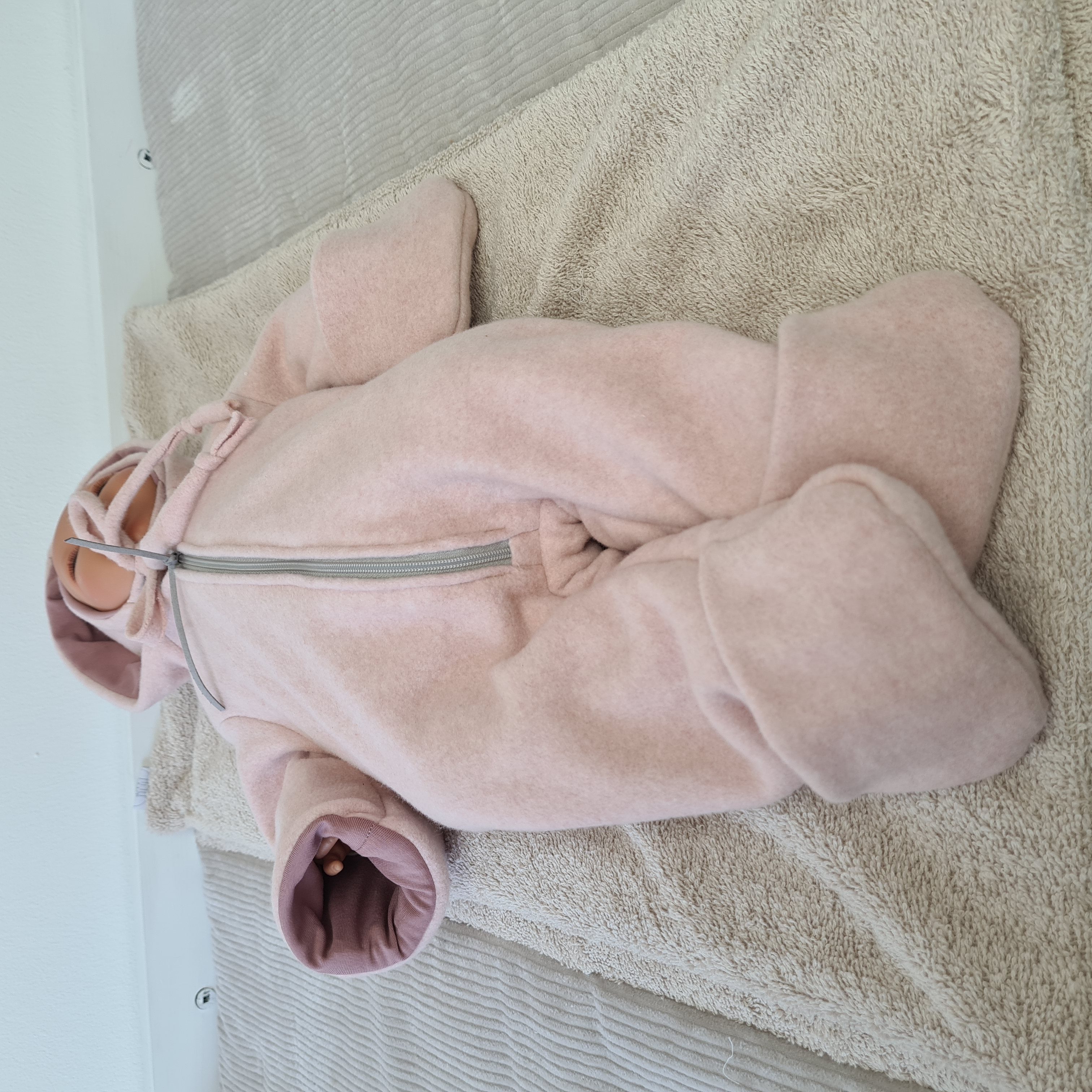 LittleANTunique Fleeceoverall Bio Baumwoll Fleeceoverall rosa und beige