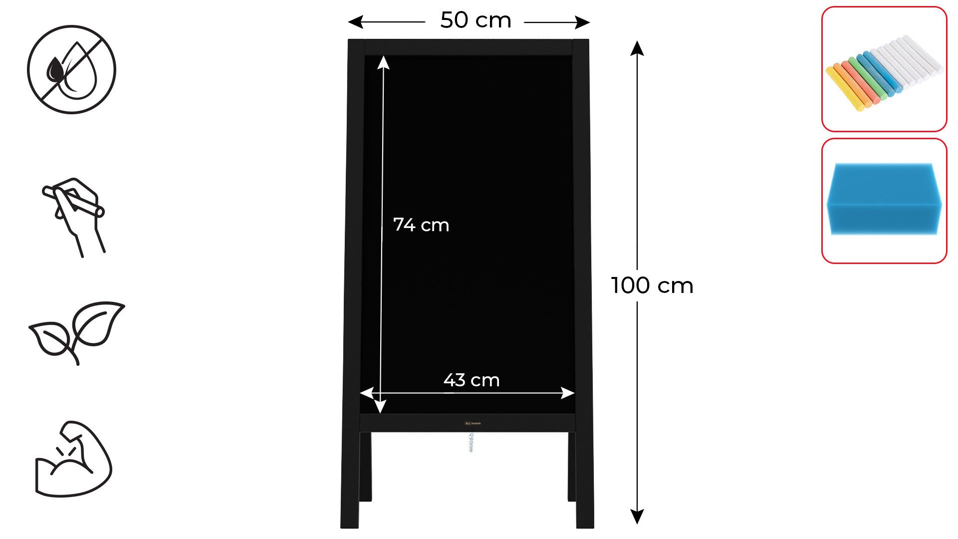 ALLboards Standtafel ALLboards Kundenstopper mit lackiertem Holzrahmen Werbetafel