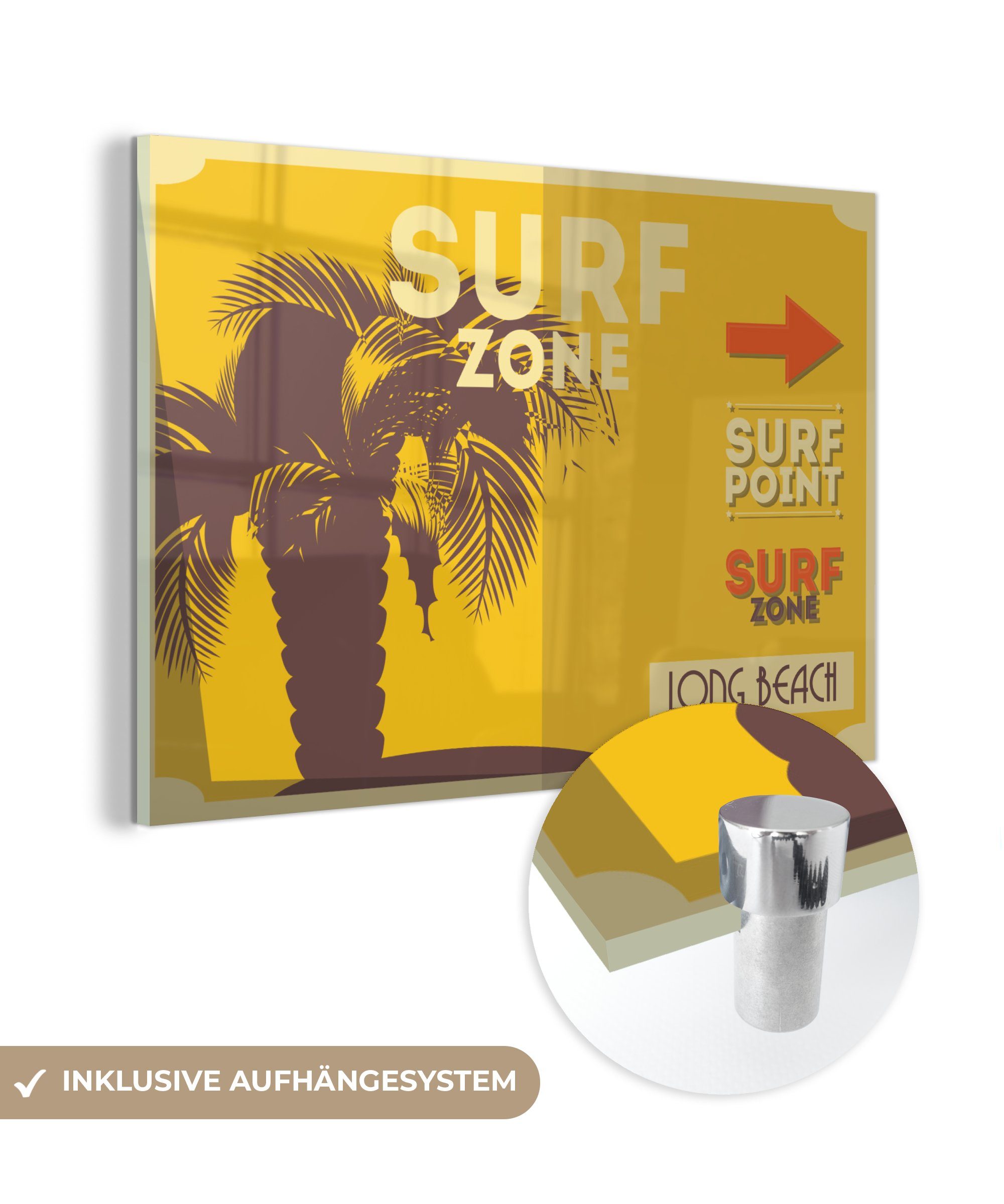 gelb, Schlafzimmer Abbildung MuchoWow "Surfzone" in & Acrylglasbild St), (1 Wohnzimmer Acrylglasbilder