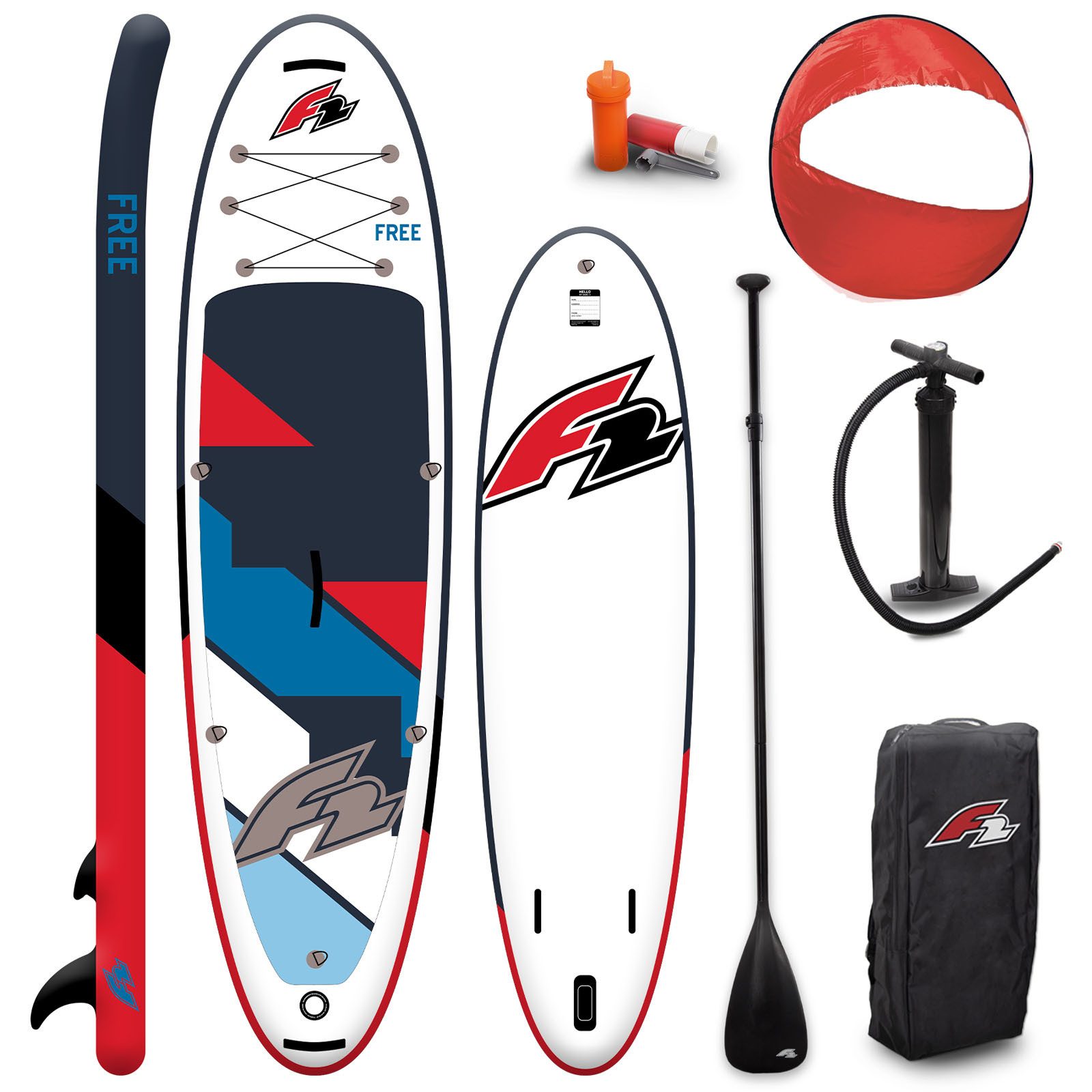 F2 SUP-Board F2 SUP Stand Up Paddle Board Free Round Sail Set 10'6'' Grau 2024, Stand up paddle board