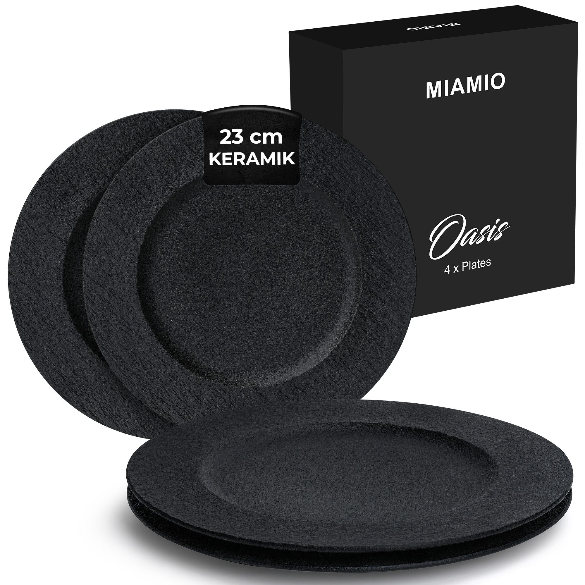 MiaMio Teller 4er Teller Set aus Keramik 4 Personen (23 cm) - Oasis Collection, (4 St)