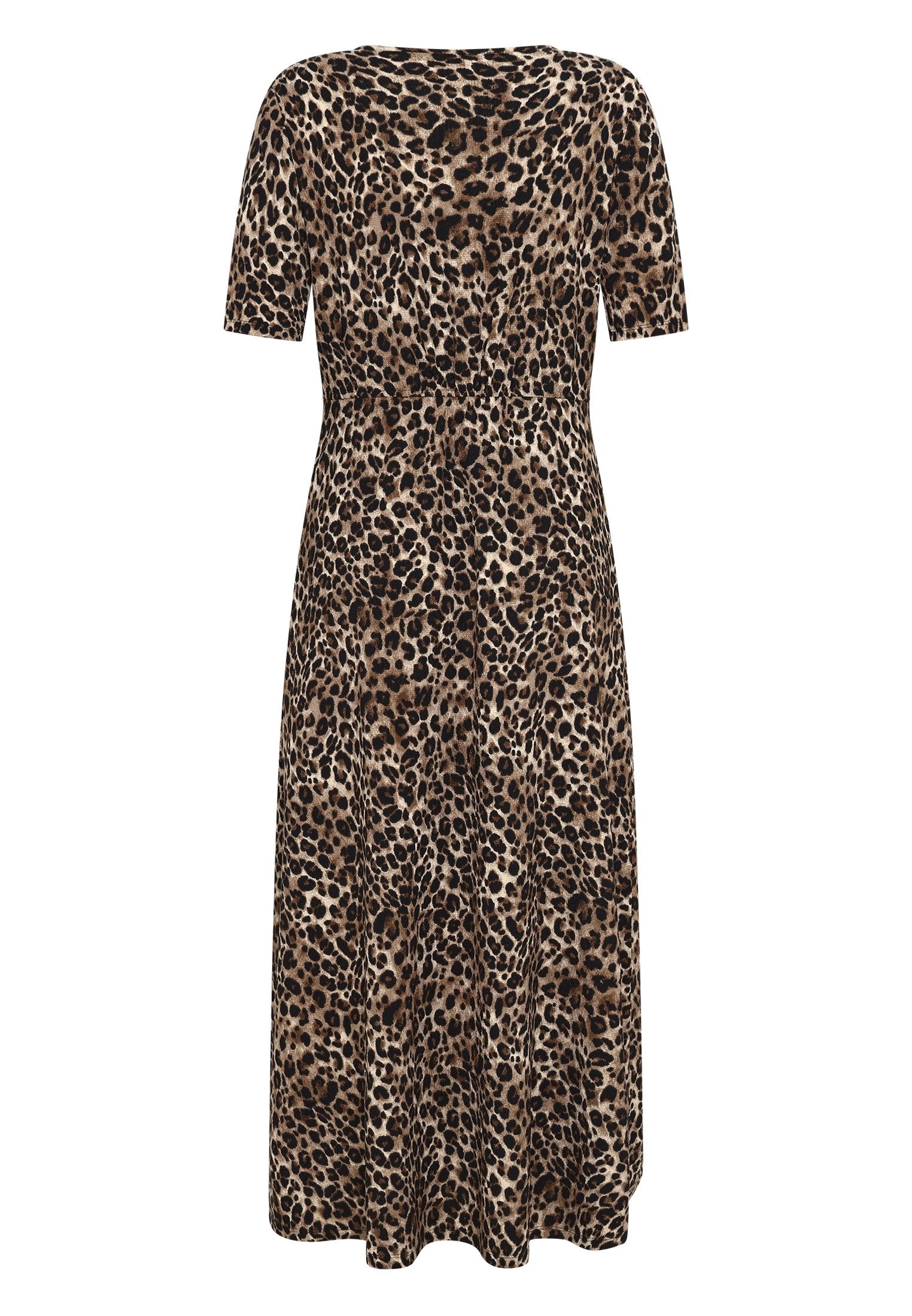 Zero Midikleid Damen kurzarm mit Leoprint Raffung
