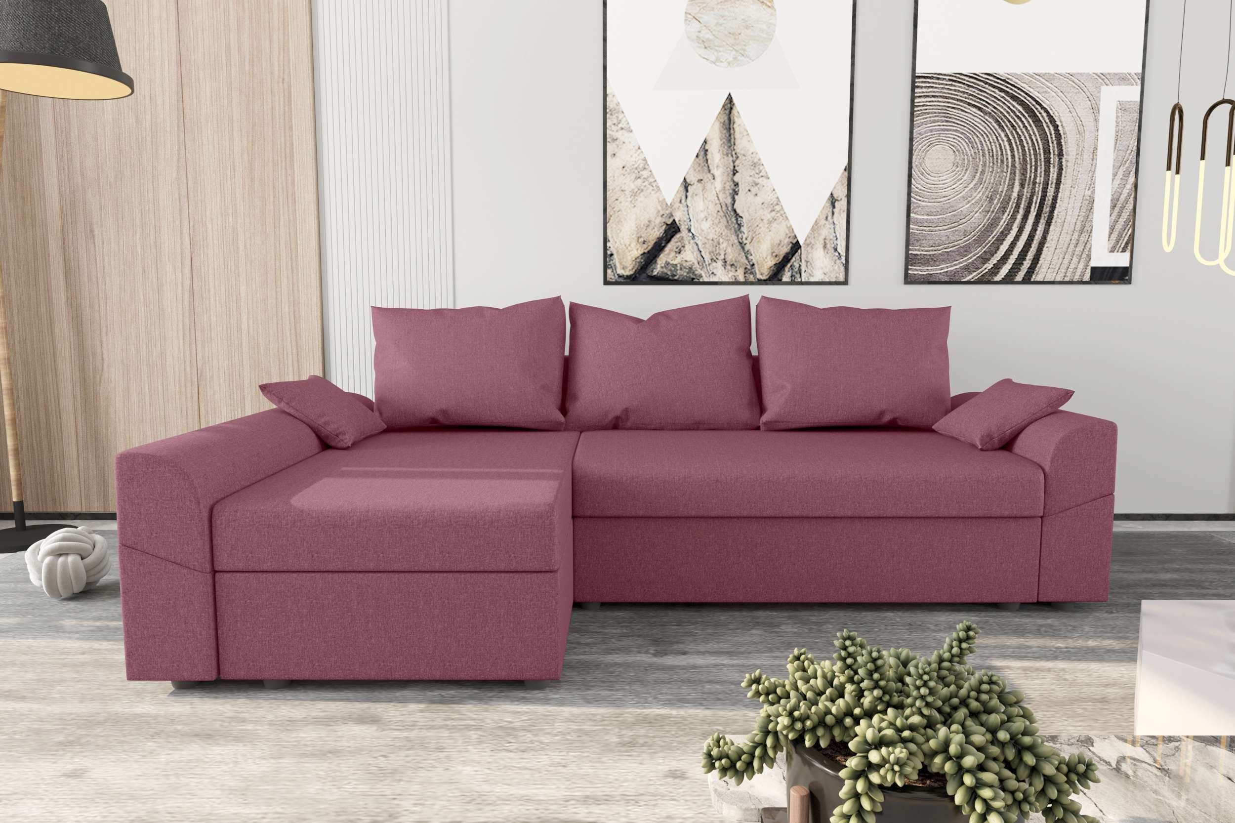Sofa, mit Design mit Sitzkomfort, Aurora, Bettkasten, Stylefy Ecksofa L-Form, Bettfunktion, Modern Eckcouch,