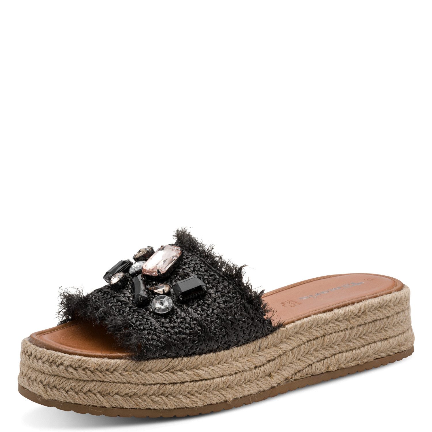 Tamaris Pantolette Plateau, Schlüpfschuh, Sommerschuh mit funkelnden Schmucksteine