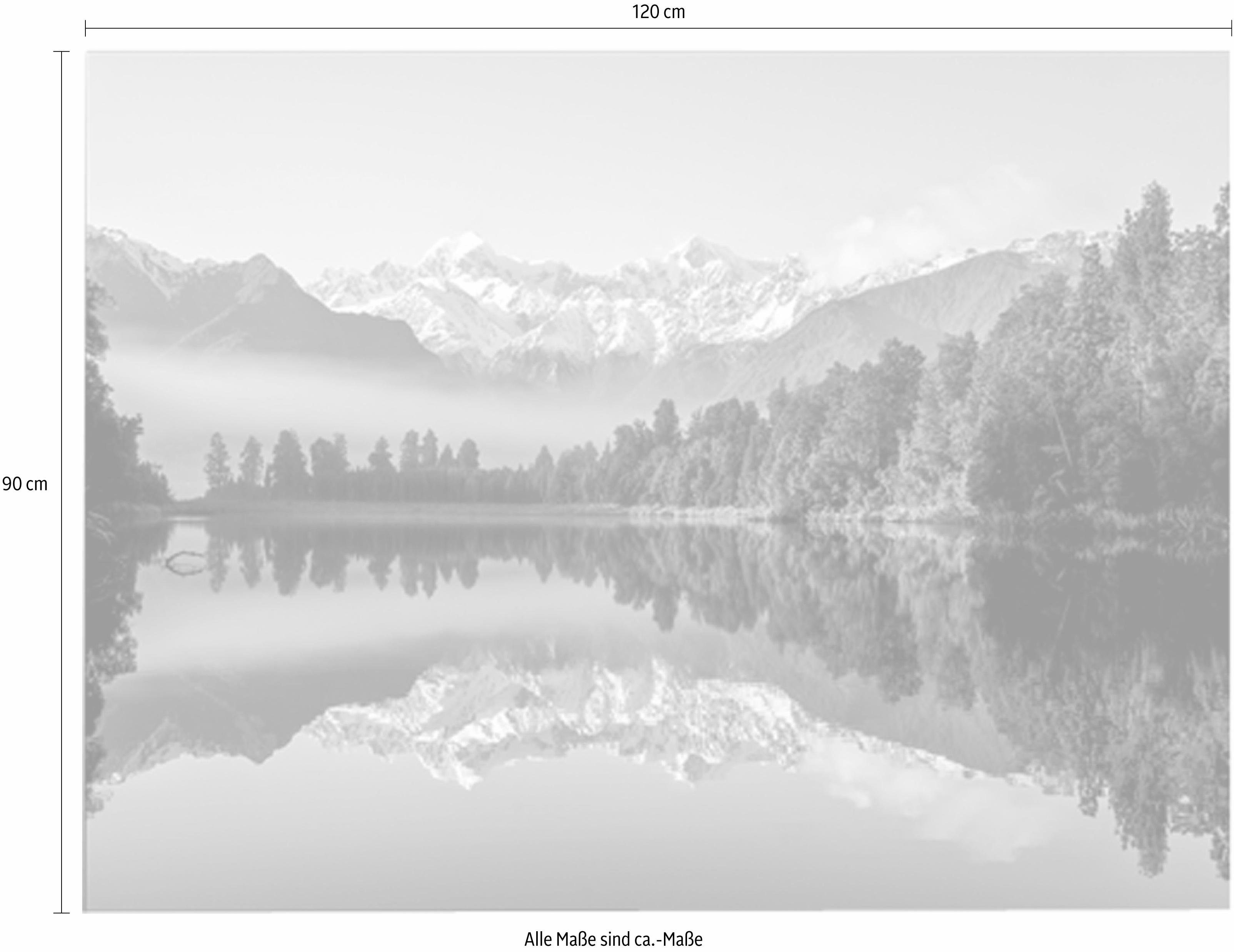 New 120/90 Zealand Natur, Home Leinwandbild - cm Neuseeland, affaire Berge, Wald, Landschaft,