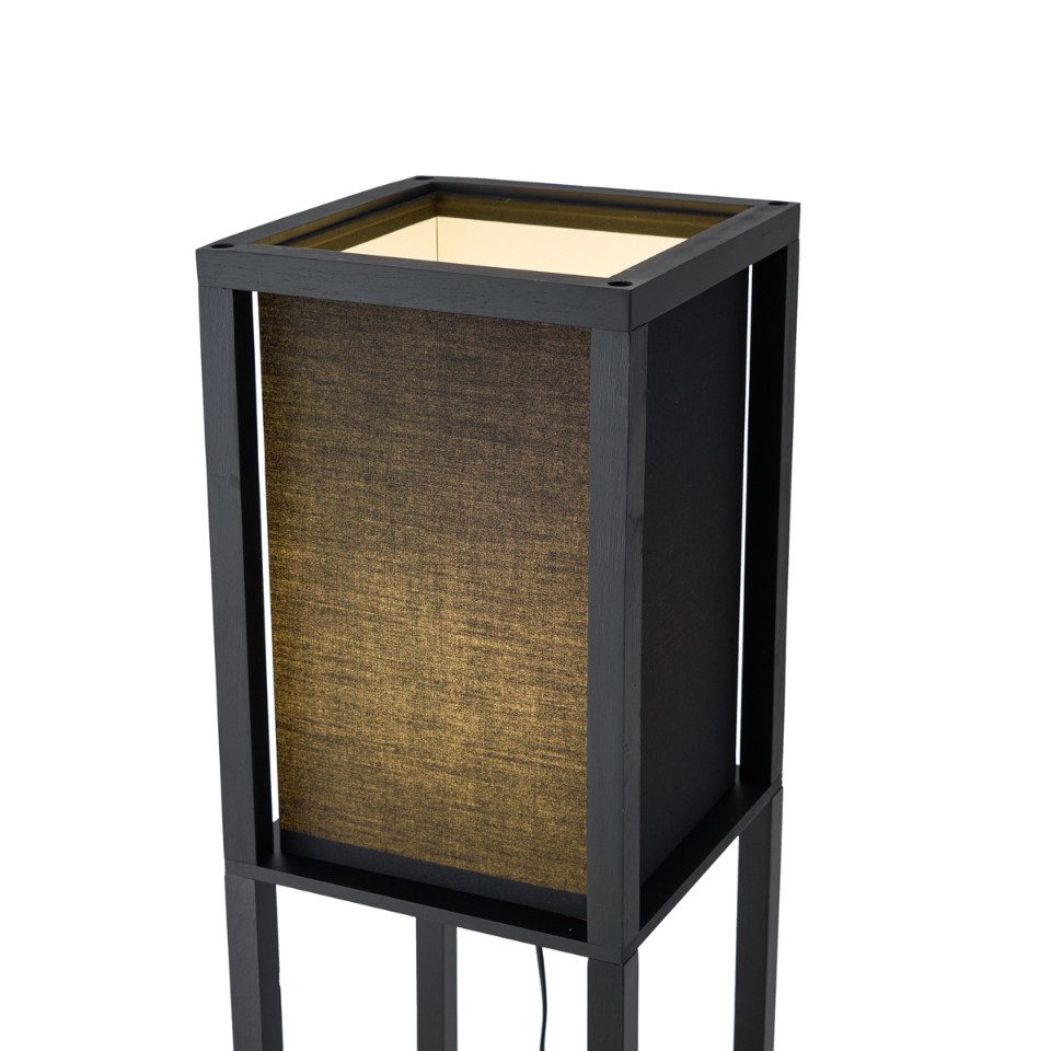 Qazqa Stehlampe Stojan, LED wechselbar, E27, Schwarz, Modern, Holz, 1-flammig