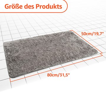 Badematte MULISOFT, Höhe 25 mm, Badteppich Rutschfest Waschbar, fußbodenheizungsgeeignet, schnell trocknend, strapazierfähig, Mikrofaser, Rechteckig, 1 Stück, 50x80cm