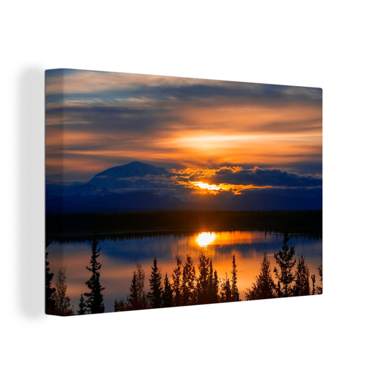 OneMillionCanvasses® Leinwandbild Sonnenuntergang im Wrangell-St. Elias-Nationalpark in den Vereinigten, (1 St), Wandbild Leinwandbilder, Aufhängefertig, Wanddeko, 30x20 cm