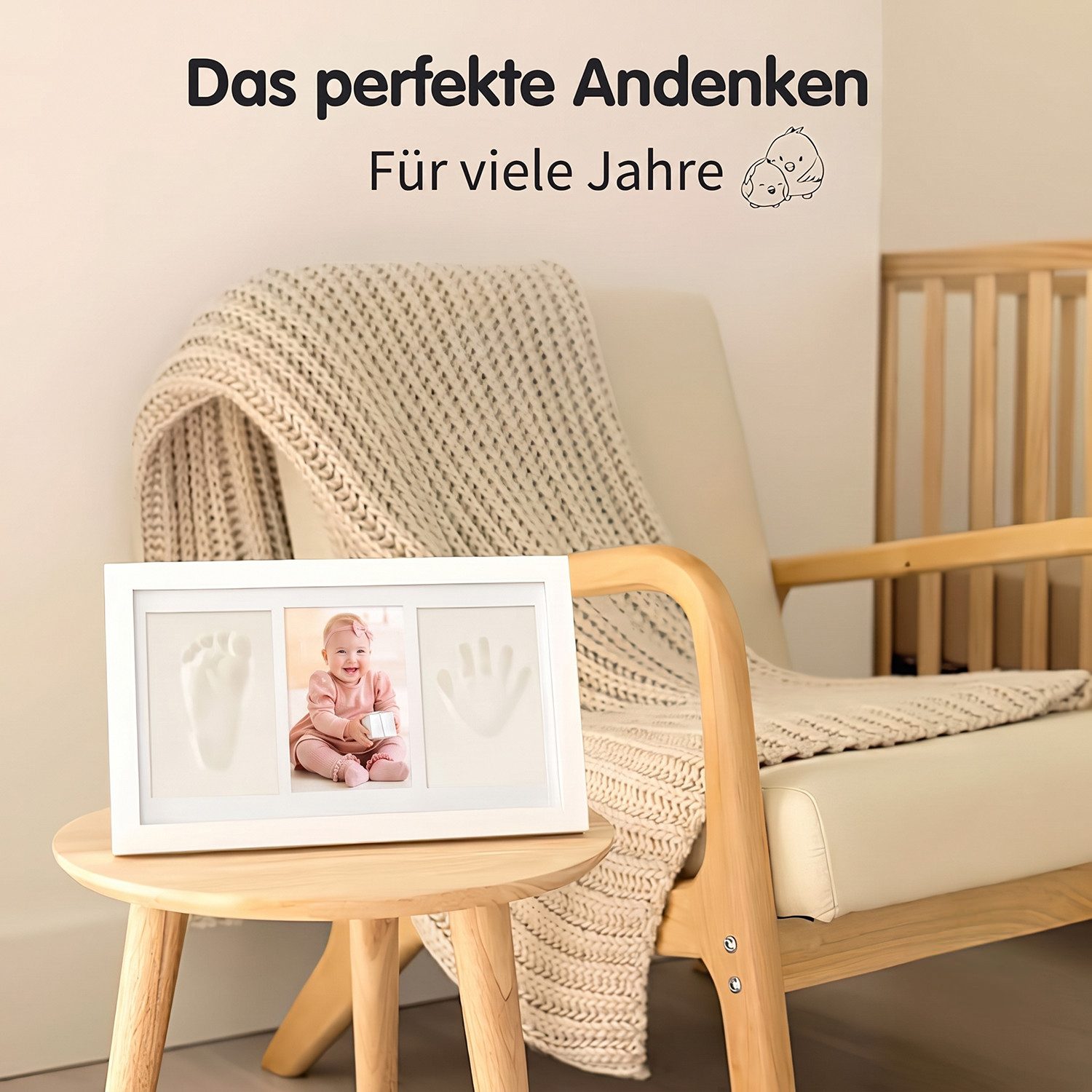 AIMAX Bilderrahmen zum Basteln Baby Handabdruck und Fußabdruck Set – Gipsabdruck Baby Hand und Fuß , für 3 Bilder (Abdruckset Baby Personalisierte Erinnerung &  – Bild 4 von 5