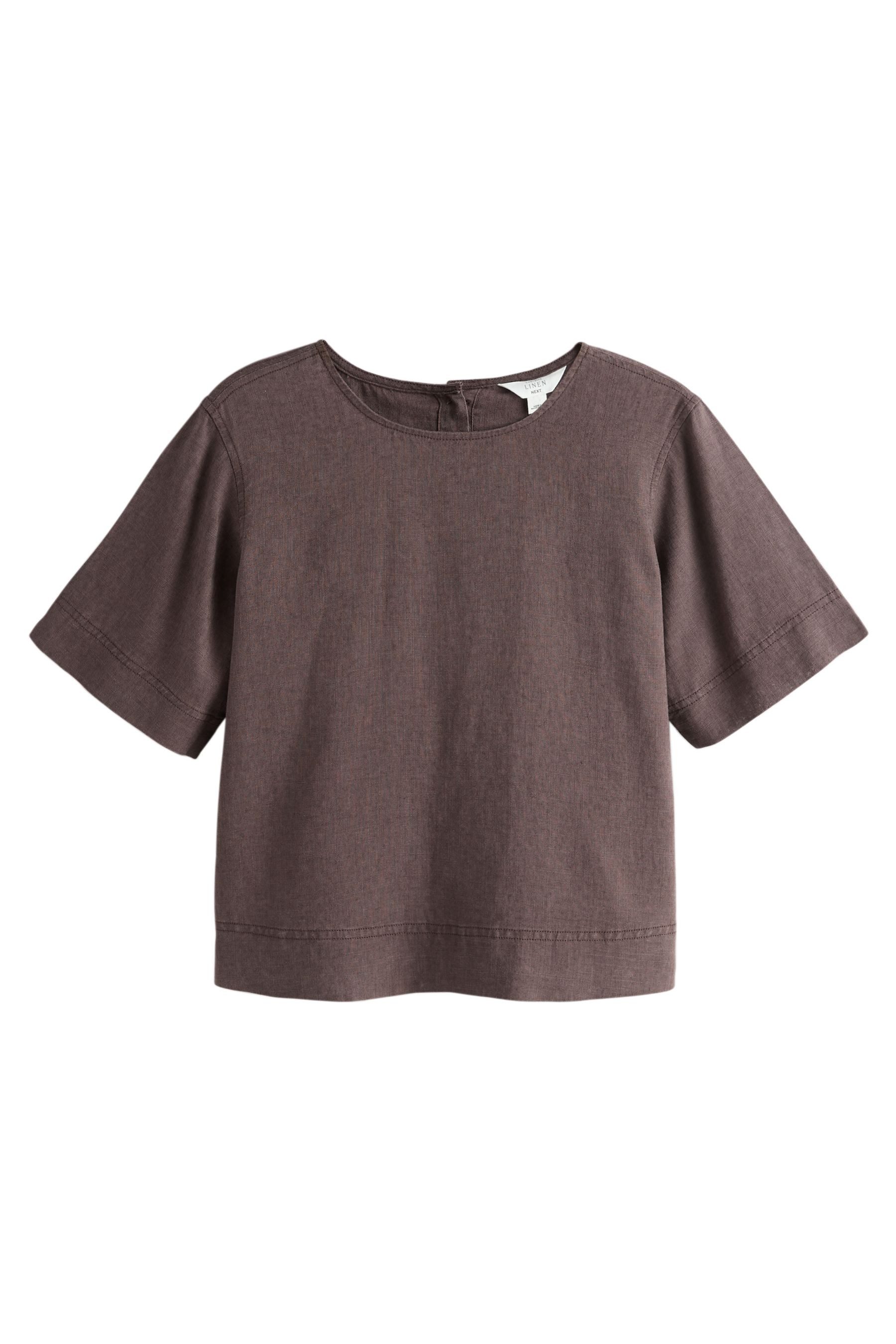 T-Shirt Kurzärmeliges, kastiges T-Shirt mit Leinenanteil