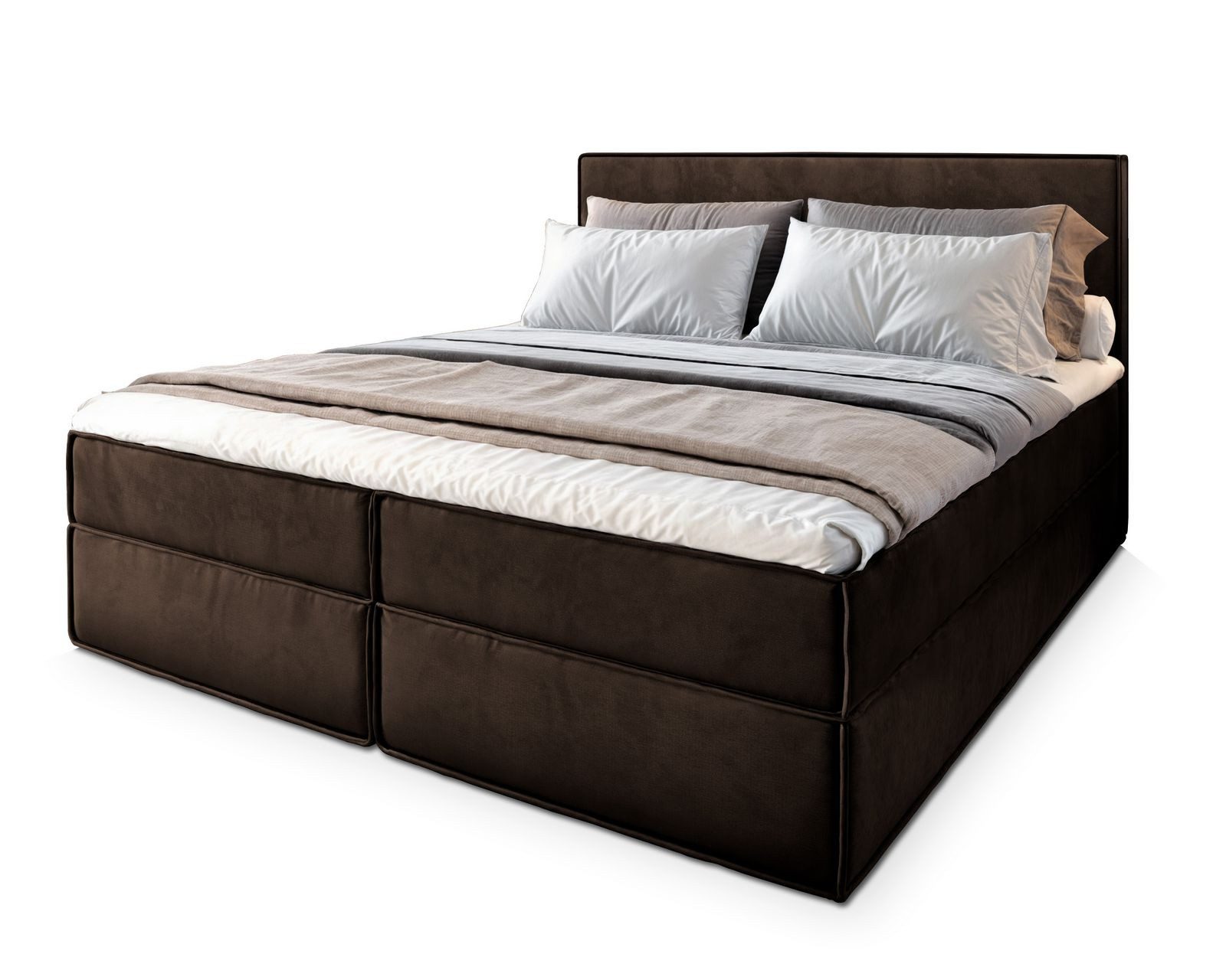 Masseno Boxbett PELLIO 160x200 cm mit Bonell Matratze und Topper, Doppelbett, Polsterbett mit Kopfteil, Boxspringbett – Bild 2 von 5