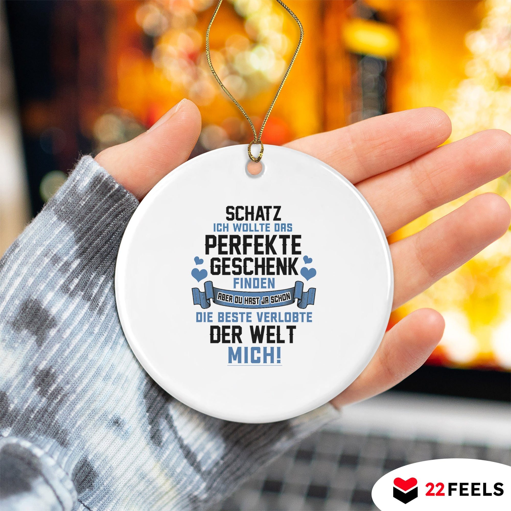 22Feels Weihnachtsbaumkugel Weihnachtsdeko Mann Verlobungsgeschenk Verlobter Groom To Be Anhänger, MADE IN GERMANY, KERAMIK